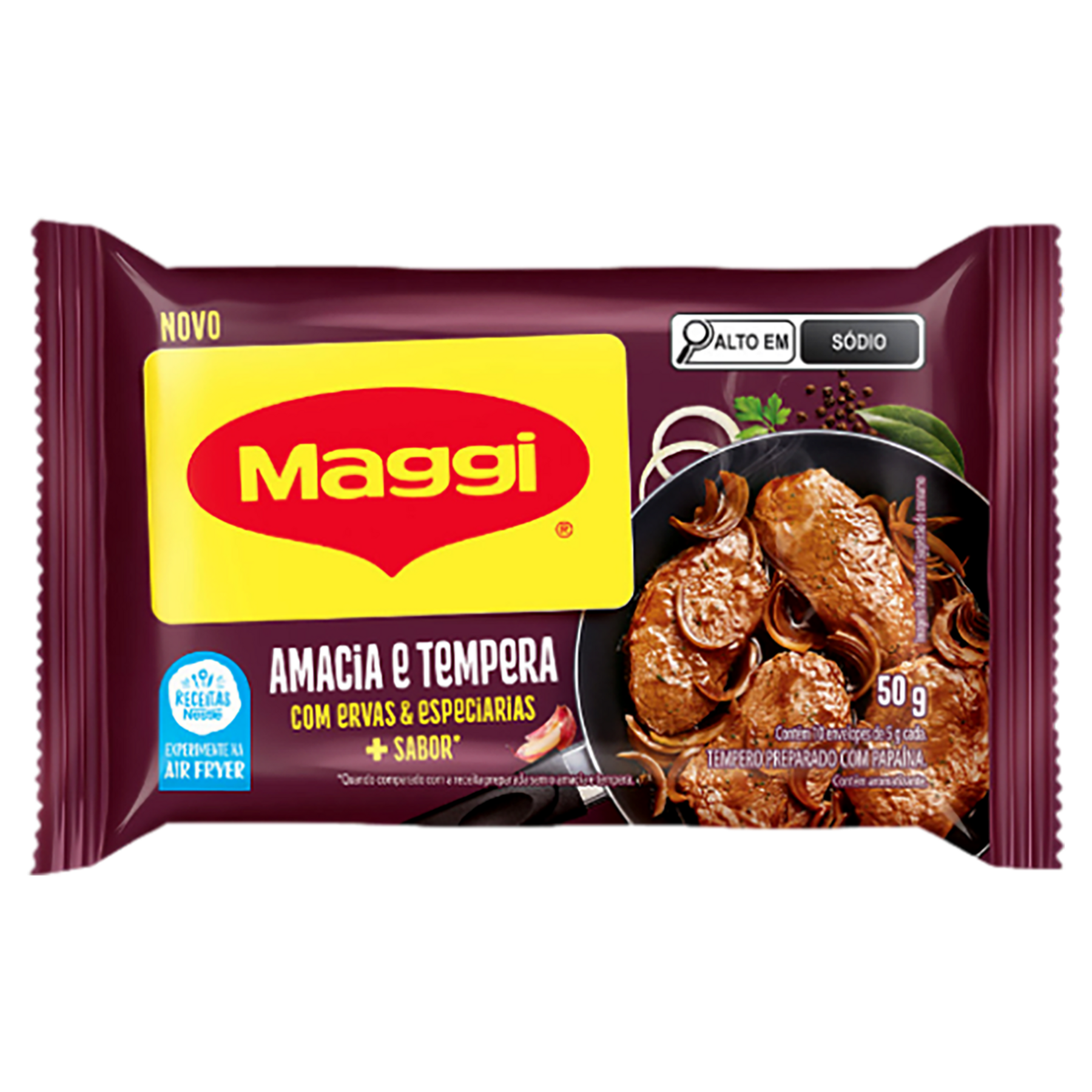 Tempero em Pó Amacia e Tempera com Ervas e Especiarias Maggi Pacote 50g C/10 Unidades