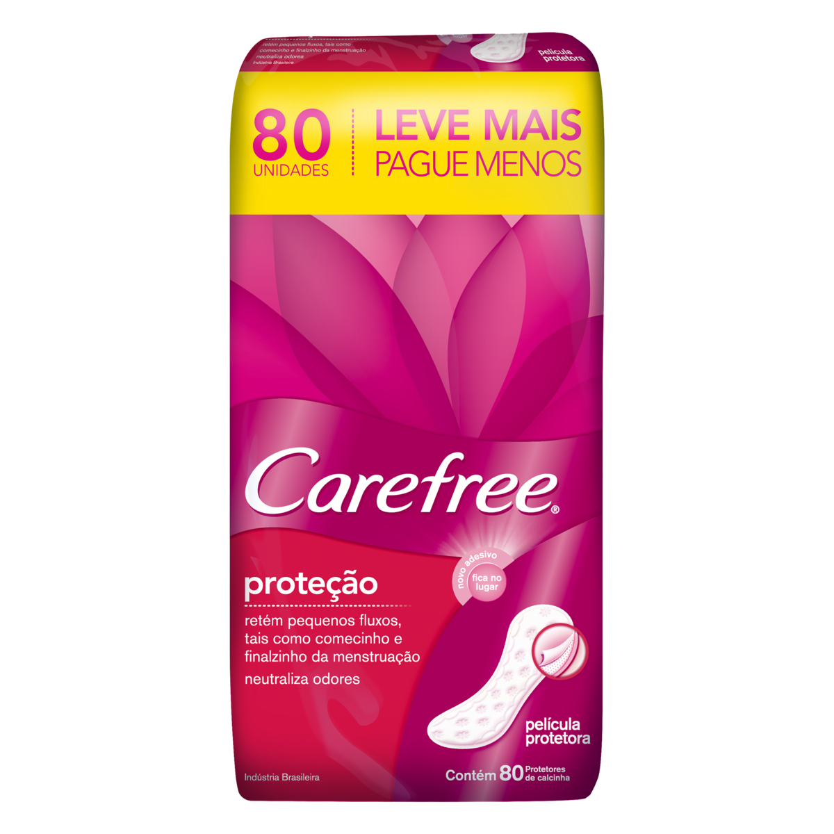 Protetor Di&aacute;rio sem Abas Carefree Prote&ccedil;&atilde;o Pacote 80 Unidades Leve Mais Pague Menos&nbsp;