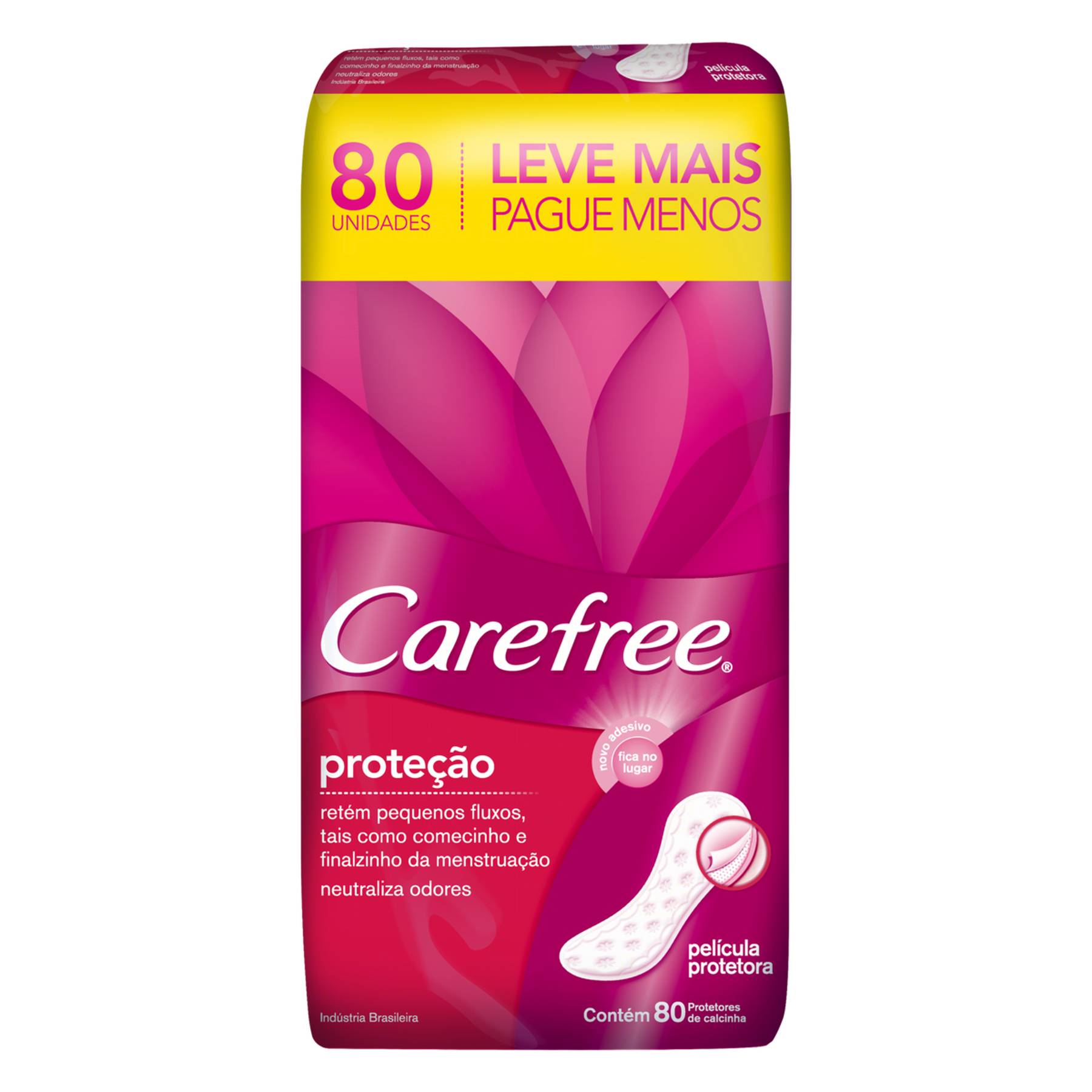 Protetor Di&aacute;rio sem Abas Carefree Prote&ccedil;&atilde;o Pacote 80 Unidades Leve Mais Pague Menos&nbsp;