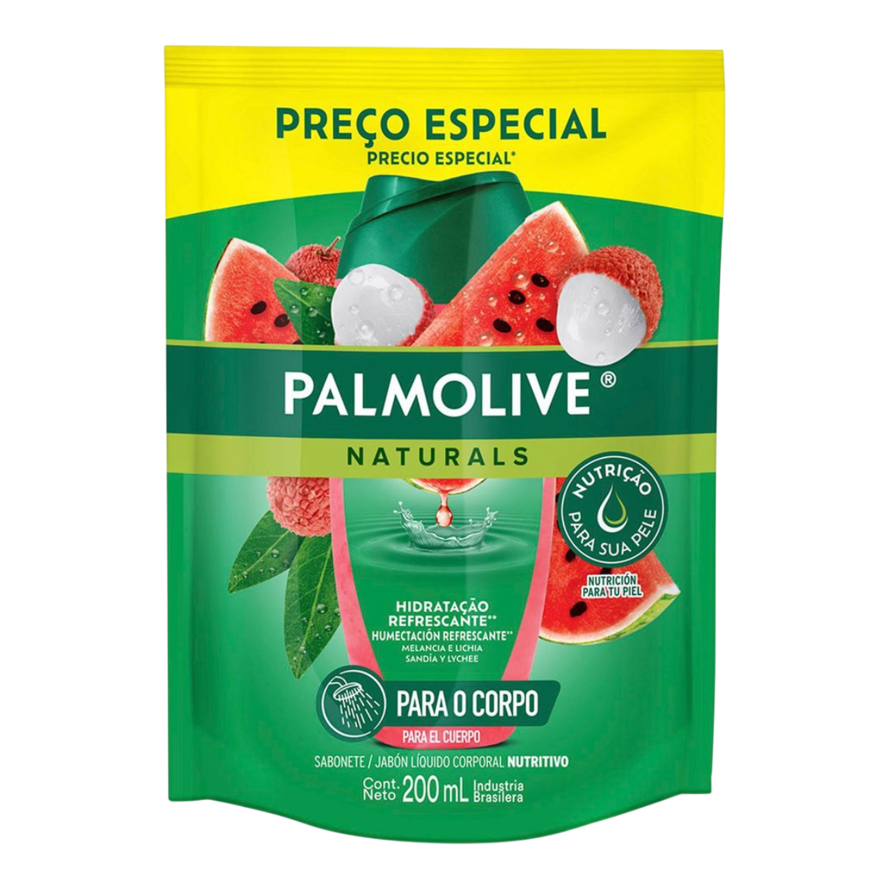 Sabonete L&iacute;quido Palmolive Naturals Hidrata&ccedil;&atilde;o Refrescante Sach&ecirc; 200ml