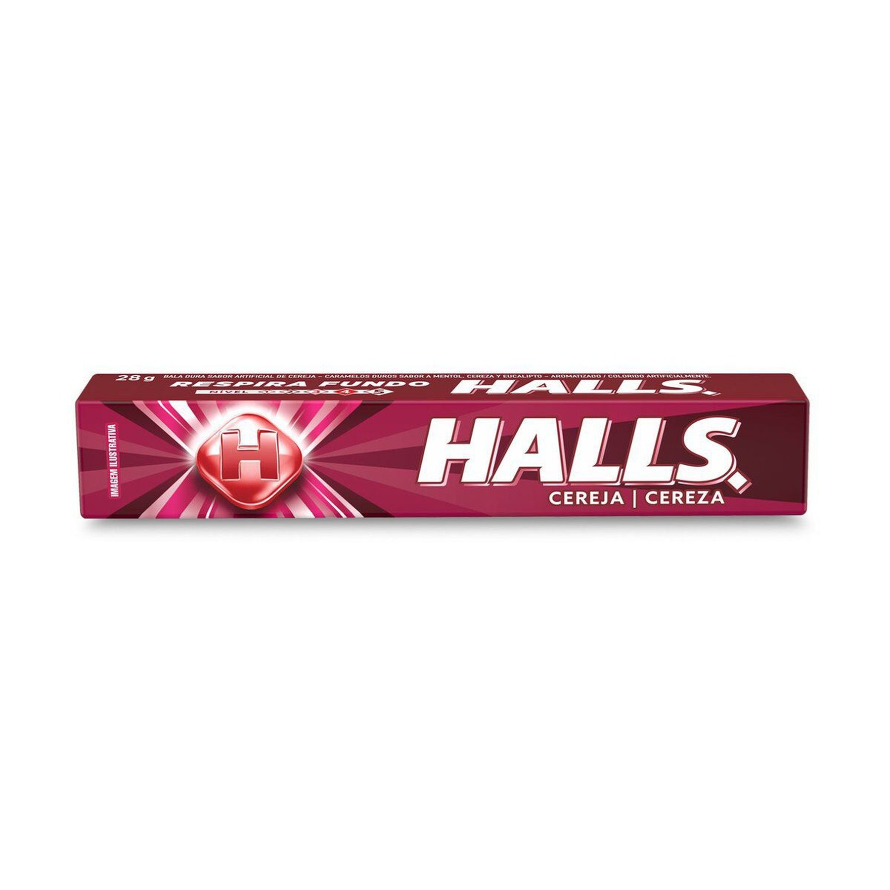 Bala Dura Halls Cereja Pacote 28g