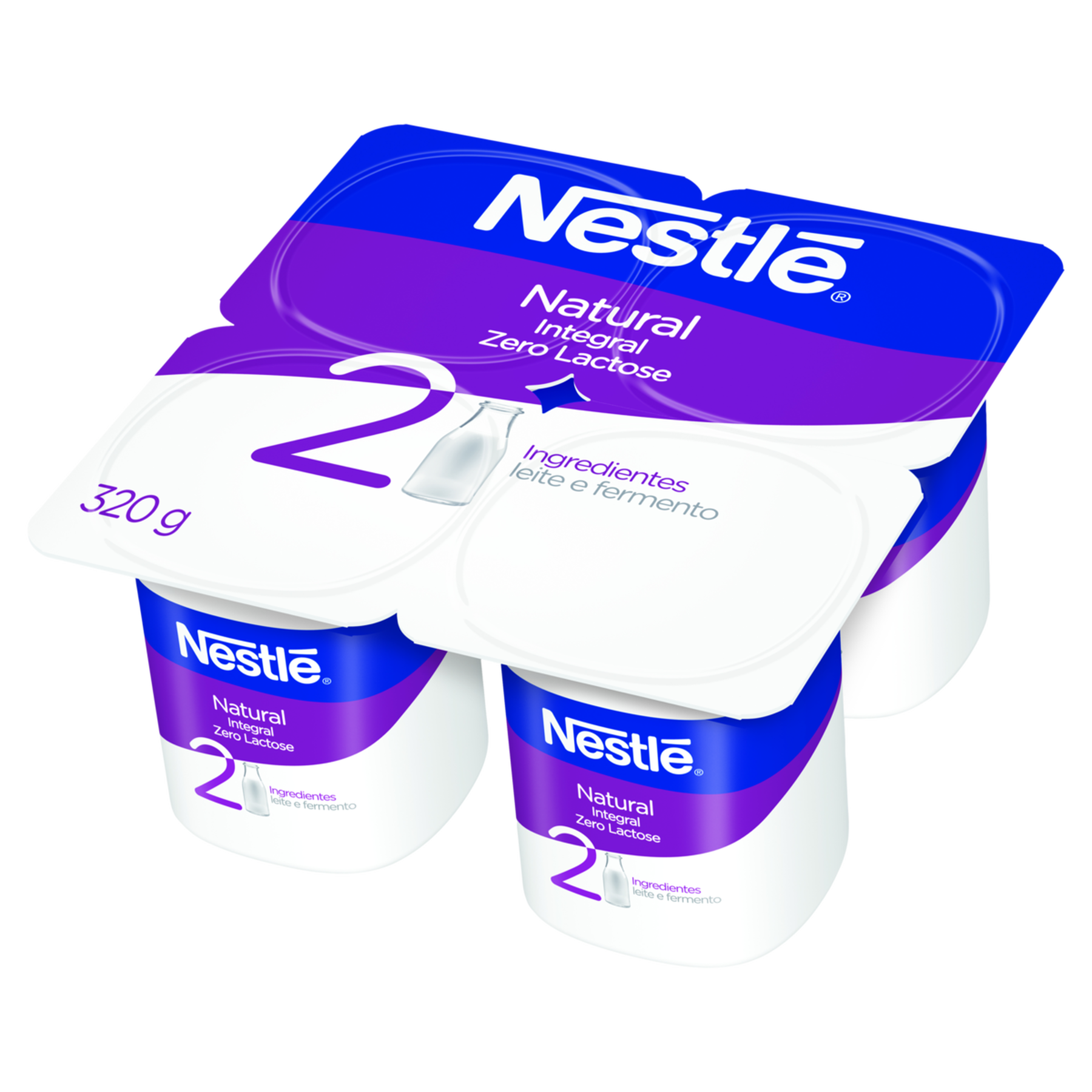 Iogurte Integral Natural Zero Lactose Nestlé Bandeja 320g C/4 Unidades