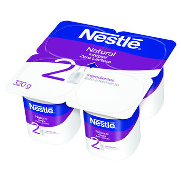 Iogurte Integral Natural Zero Lactose Nestlé Bandeja 320g C/4 Unidades