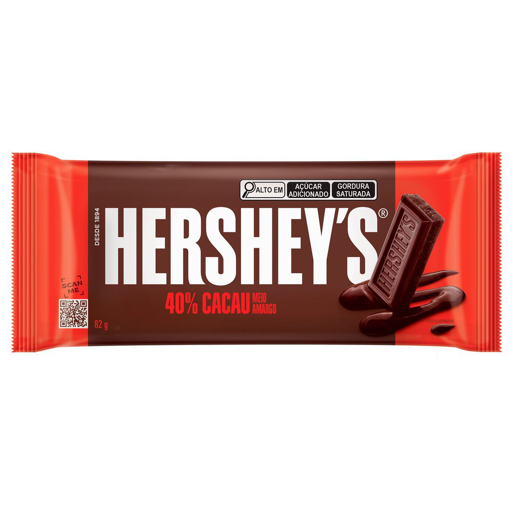 Barra de Chocolate Meio Amargo 40% Cacau Hershey's Pacote 82g