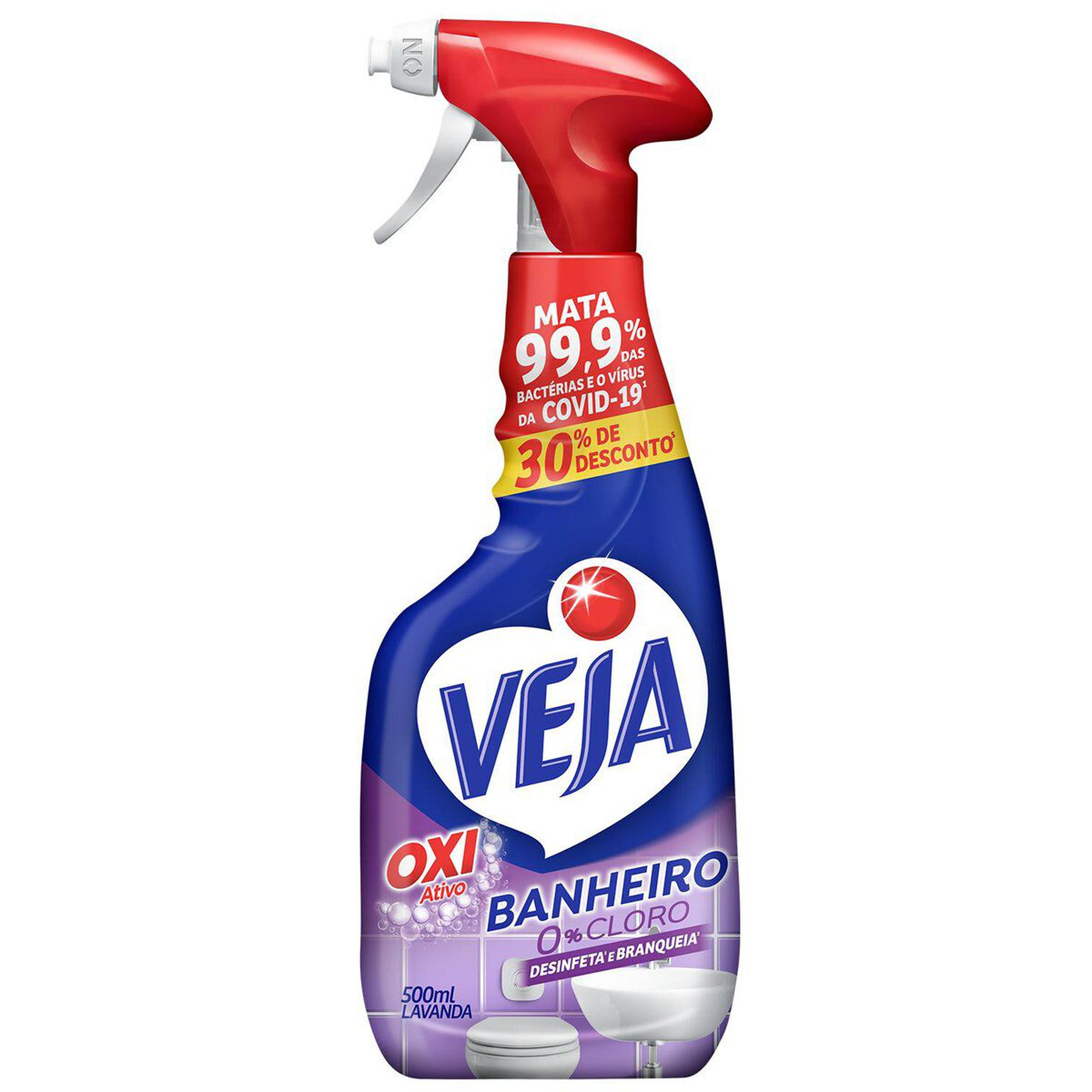 Desinfetante Banheiro Lavanda Veja Frasco 500ml Borrifador - Embalagem 30% de Desconto