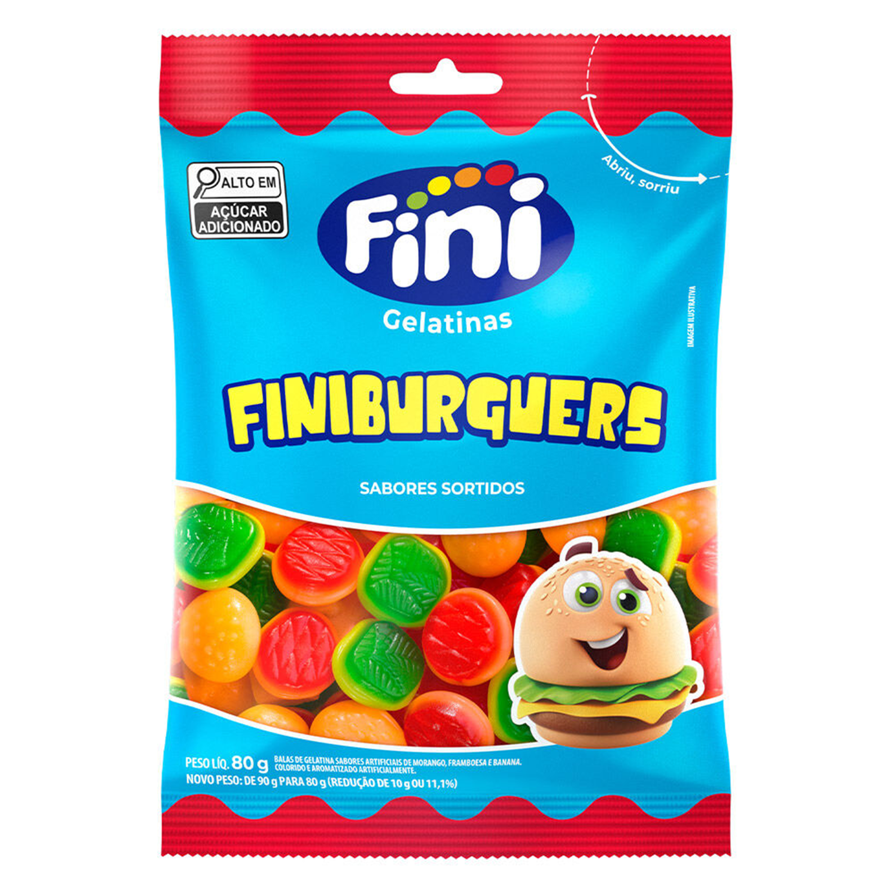Bala de Gelatina Fini Finiburguers Pacote 80g&nbsp;