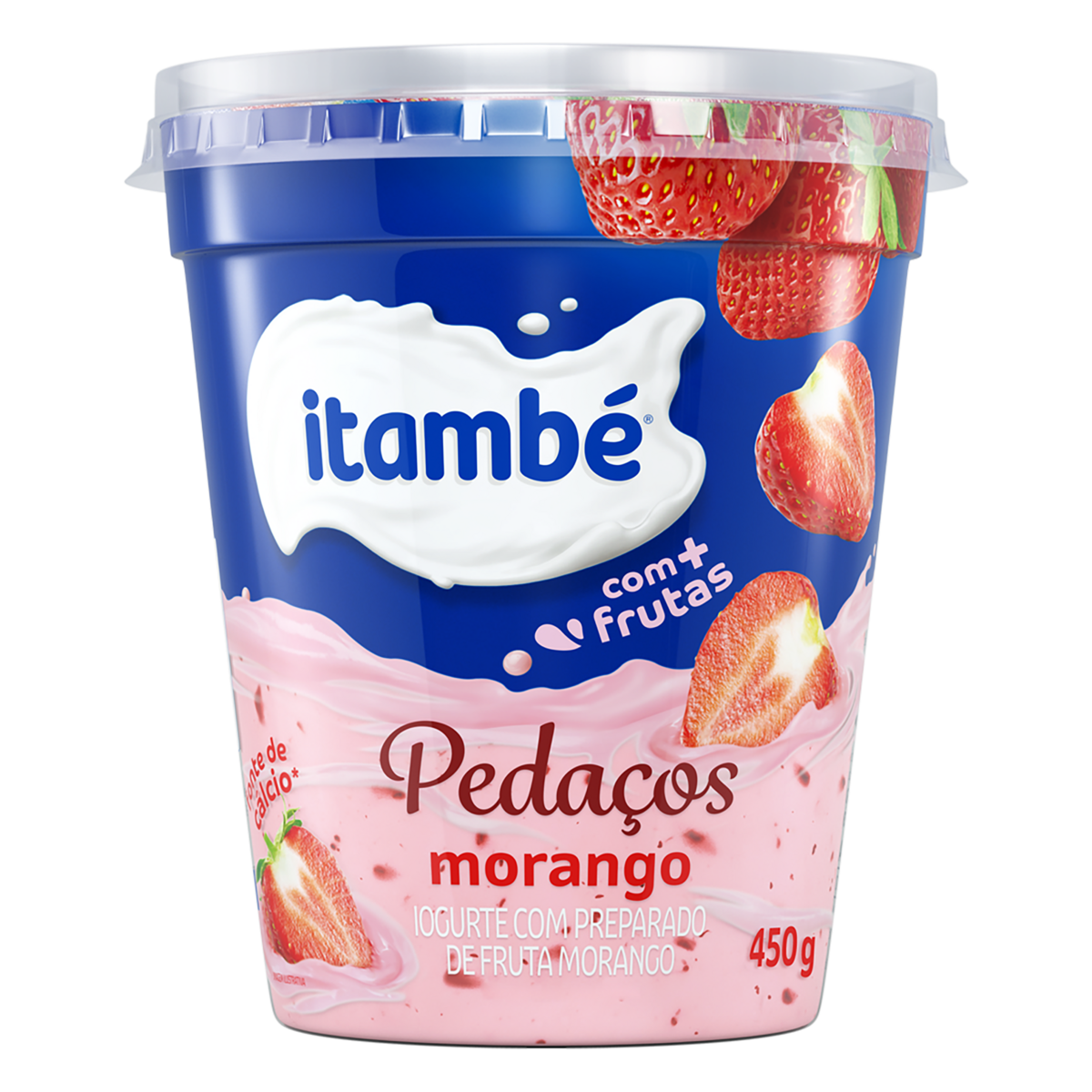 Iogurte Integral Peda&ccedil;os Morango Itamb&eacute; Pote 450g