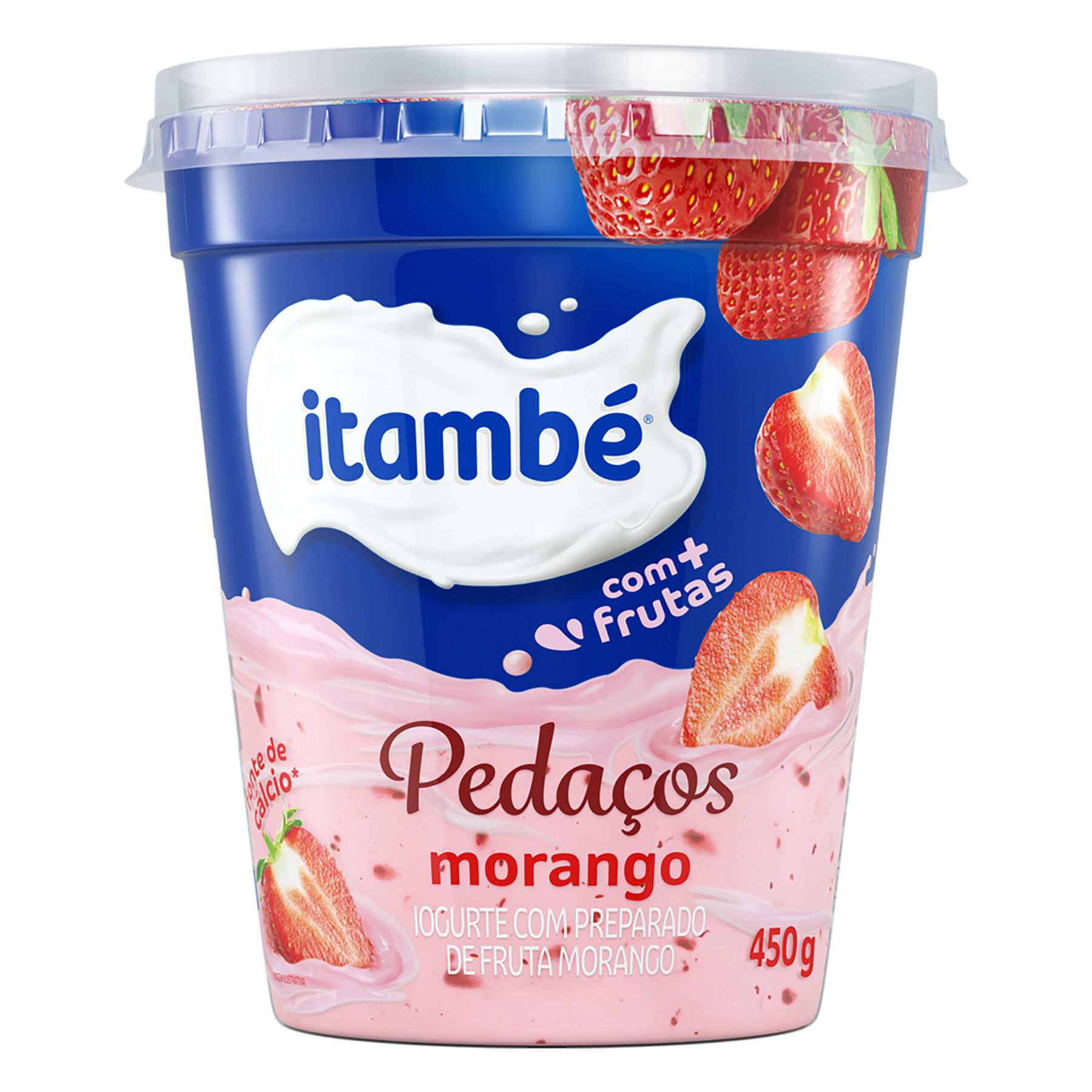 Iogurte Integral Peda&ccedil;os Morango Itamb&eacute; Pote 450g