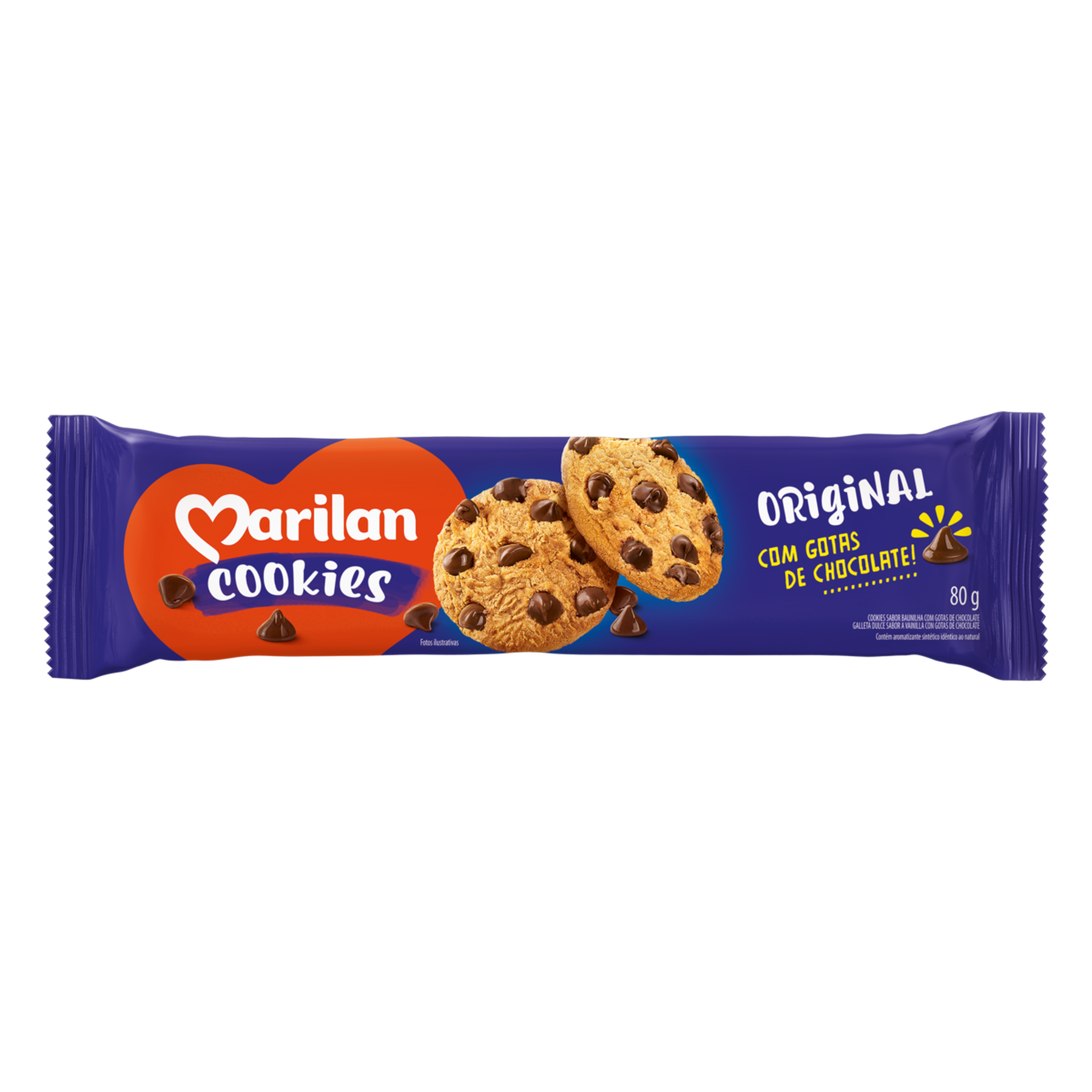 Biscoito Cookie Original Baunilha com Gotas de Chocolate Marilan Pacote 80g