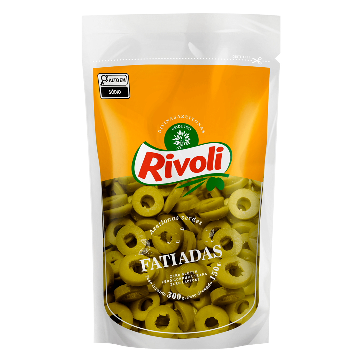 Azeitona Verde em Conserva Fatiada Rivoli Sach&ecirc; 150g