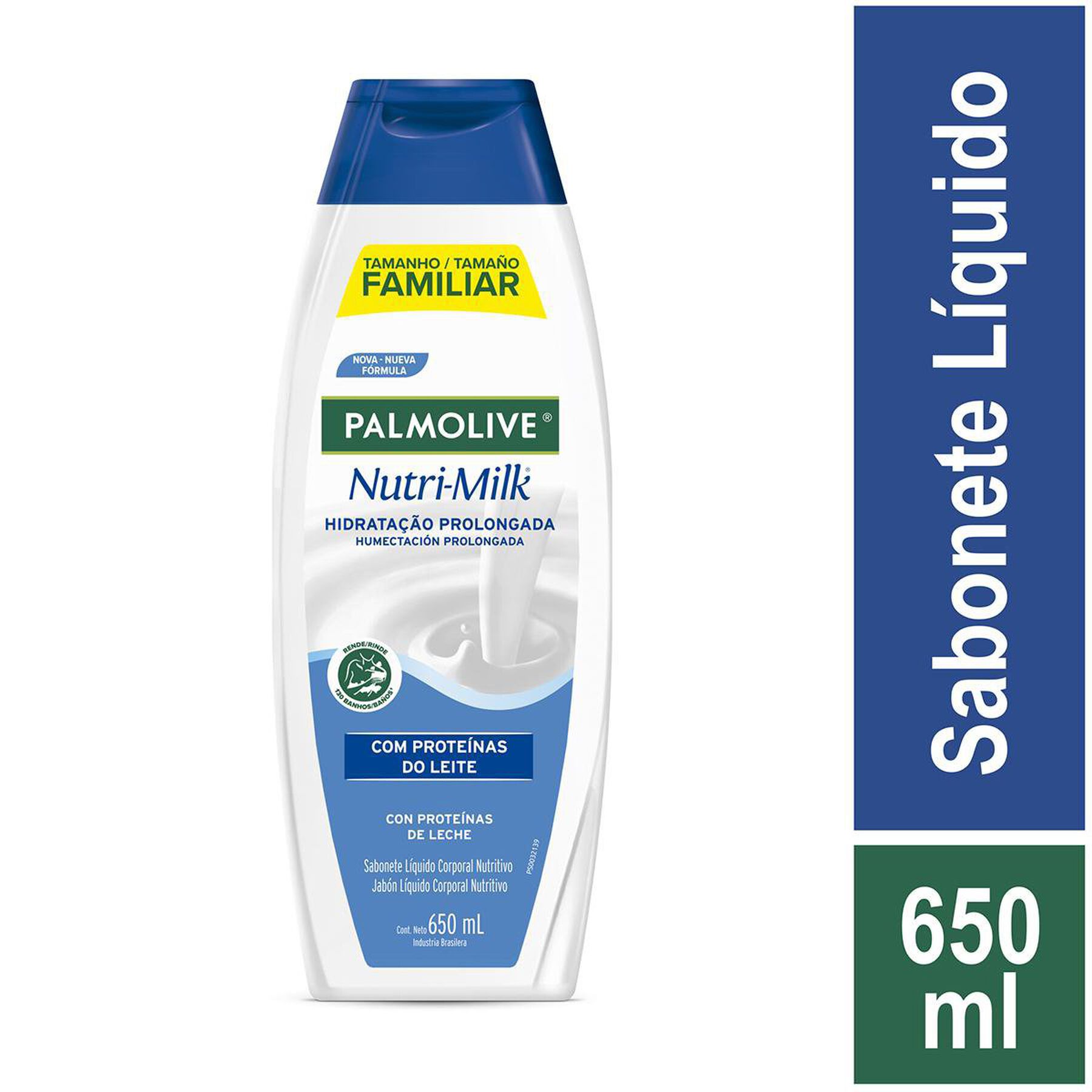 Sabonete L&iacute;quido Hidrata&ccedil;&atilde;o Prolongada Nutri-Milk Palmolive Frasco 650ml - Embalagem Tamanho Fam&iacute;lia