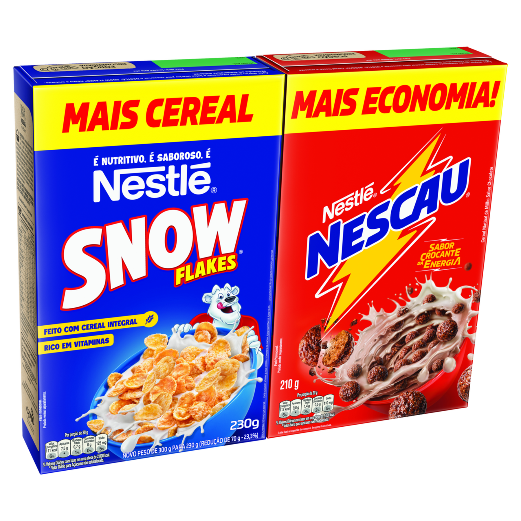 Cereal Matinal Nescau 210g + Snow Flakes 230g Nestl&eacute; - Embalagem Mais Economia