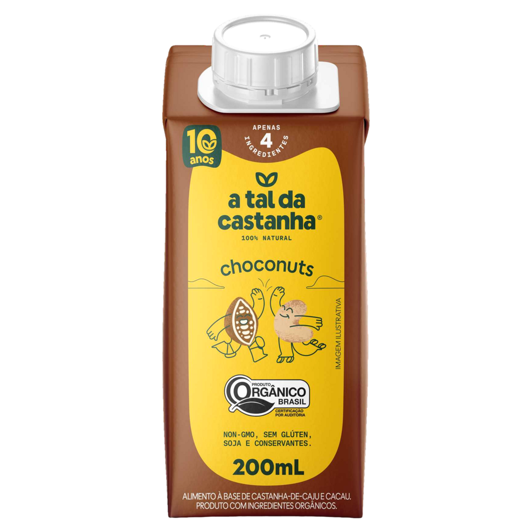 Bebida &agrave; Base de Castanha de Caju e Cacau Org&acirc;nica Choconuts A Tal da Castanha Caixa 200ml