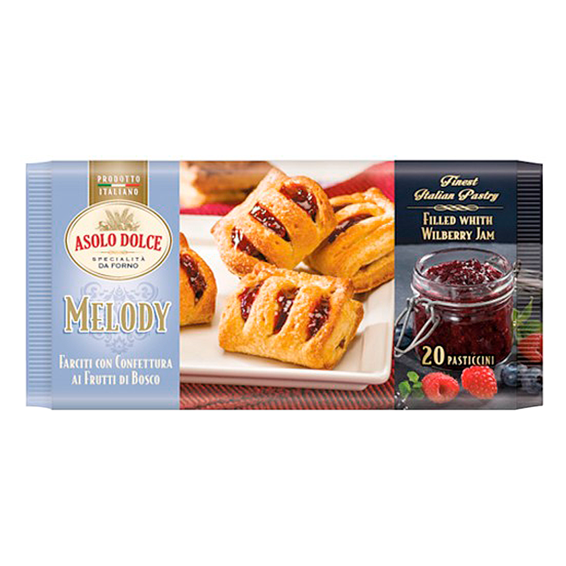 Biscoito Folhado Recheado Geleia de Frutas Vermelhas Melody Asolo Dolce 100g