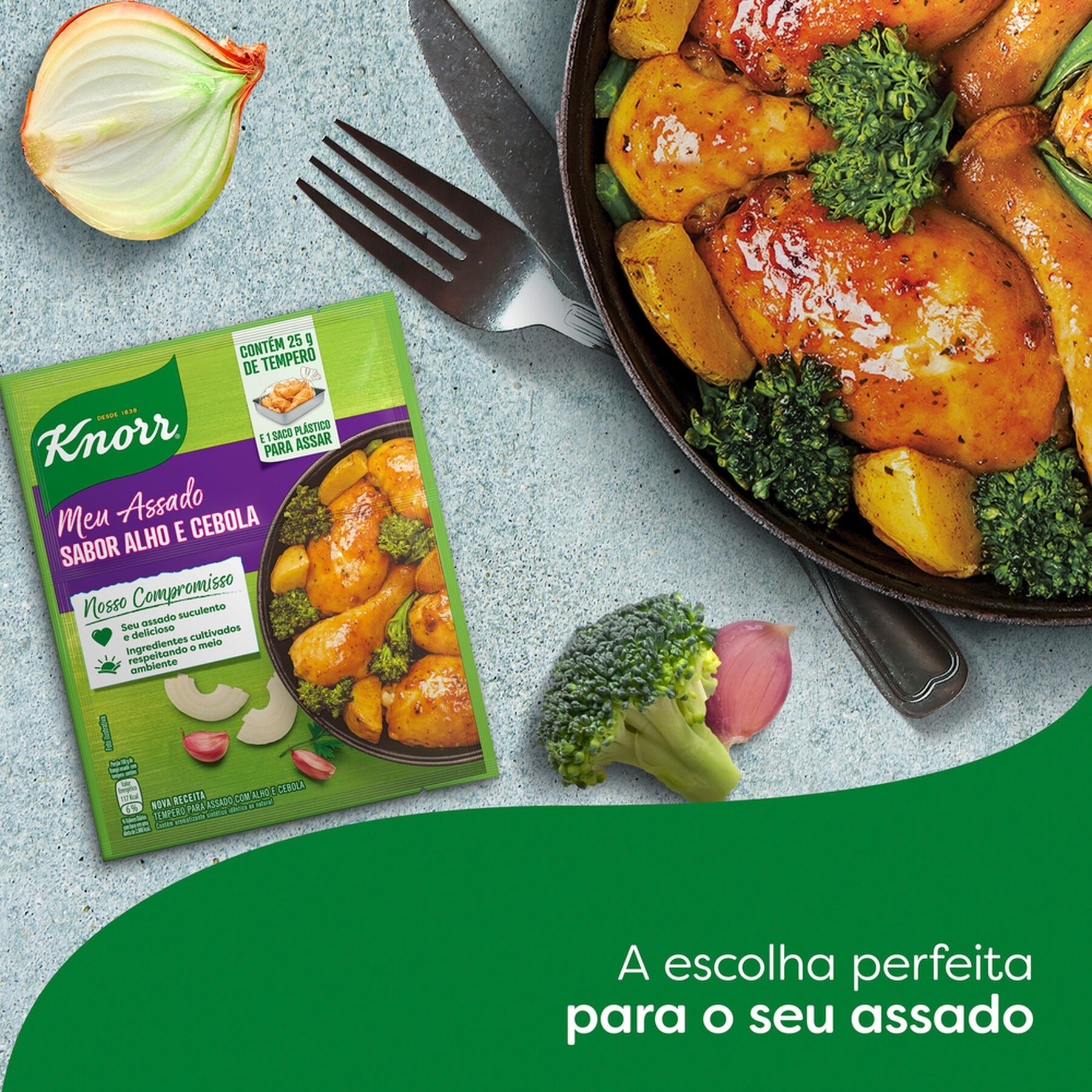 Tempero Alho e Cebola Knorr Meu Assado Pacote 25g