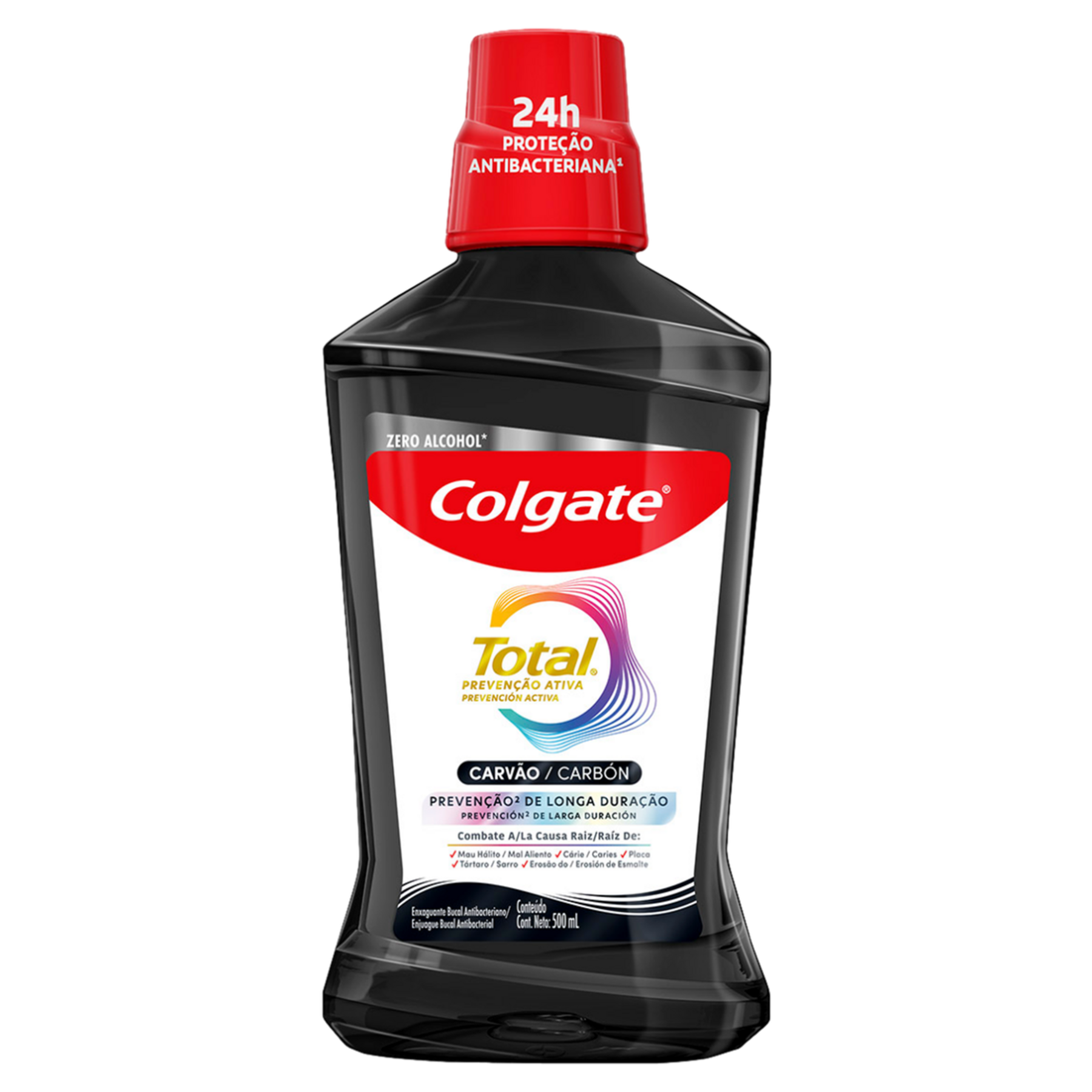 Enxaguante Bucal Carv&atilde;o Zero &Aacute;lcool Preven&ccedil;&atilde;o Ativa Total Colgate Frasco 500ml&nbsp;