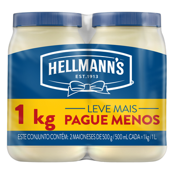 Maionese Hellmann's Pote 1kg C/2 Unidades - Embalagem Leve Mais Pague Menos