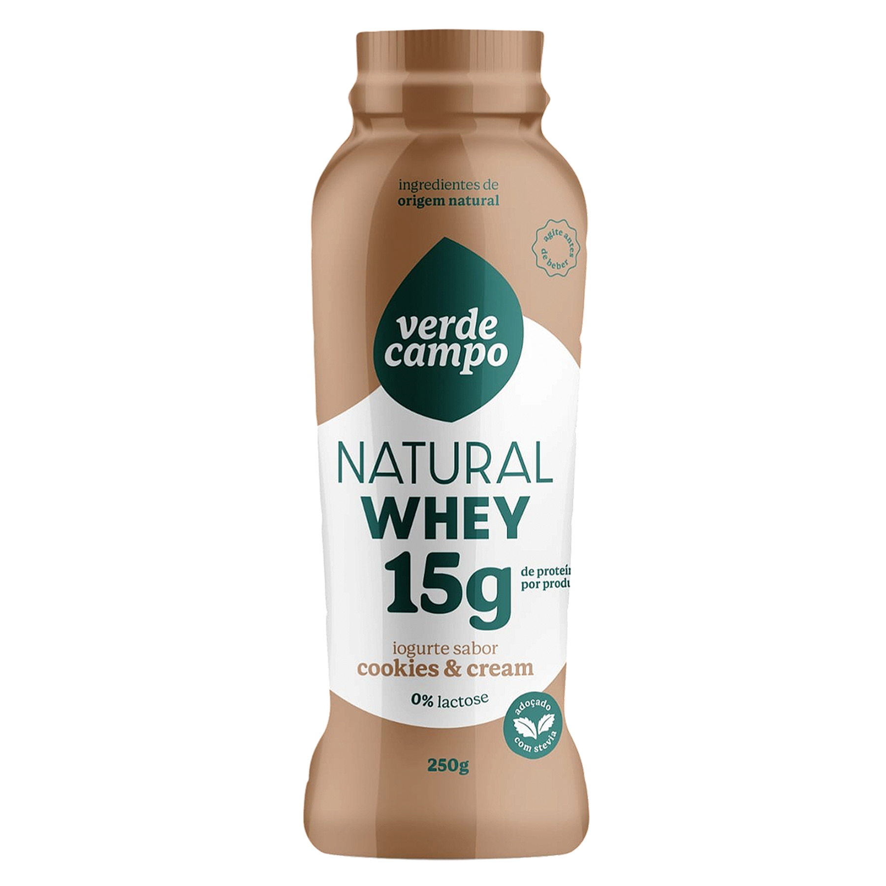 Iogurte Cookies e Cream Natural Whey 15g Verde Campo Frasco 250g