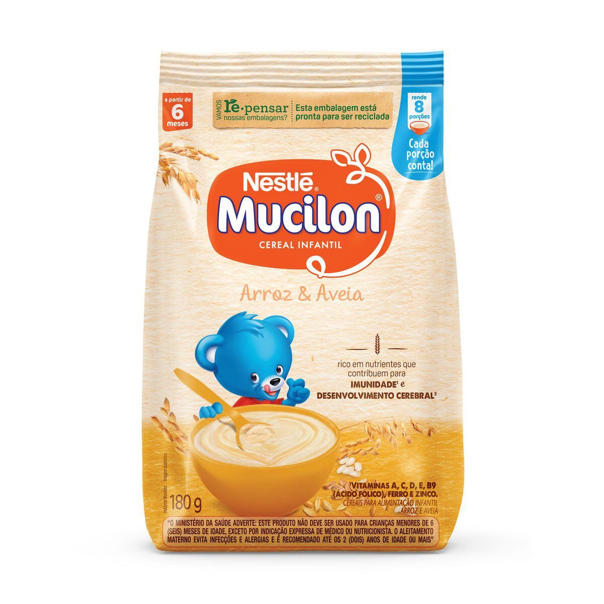 Cereal Infantil Mucilon Arroz e Aveia Integral 180g