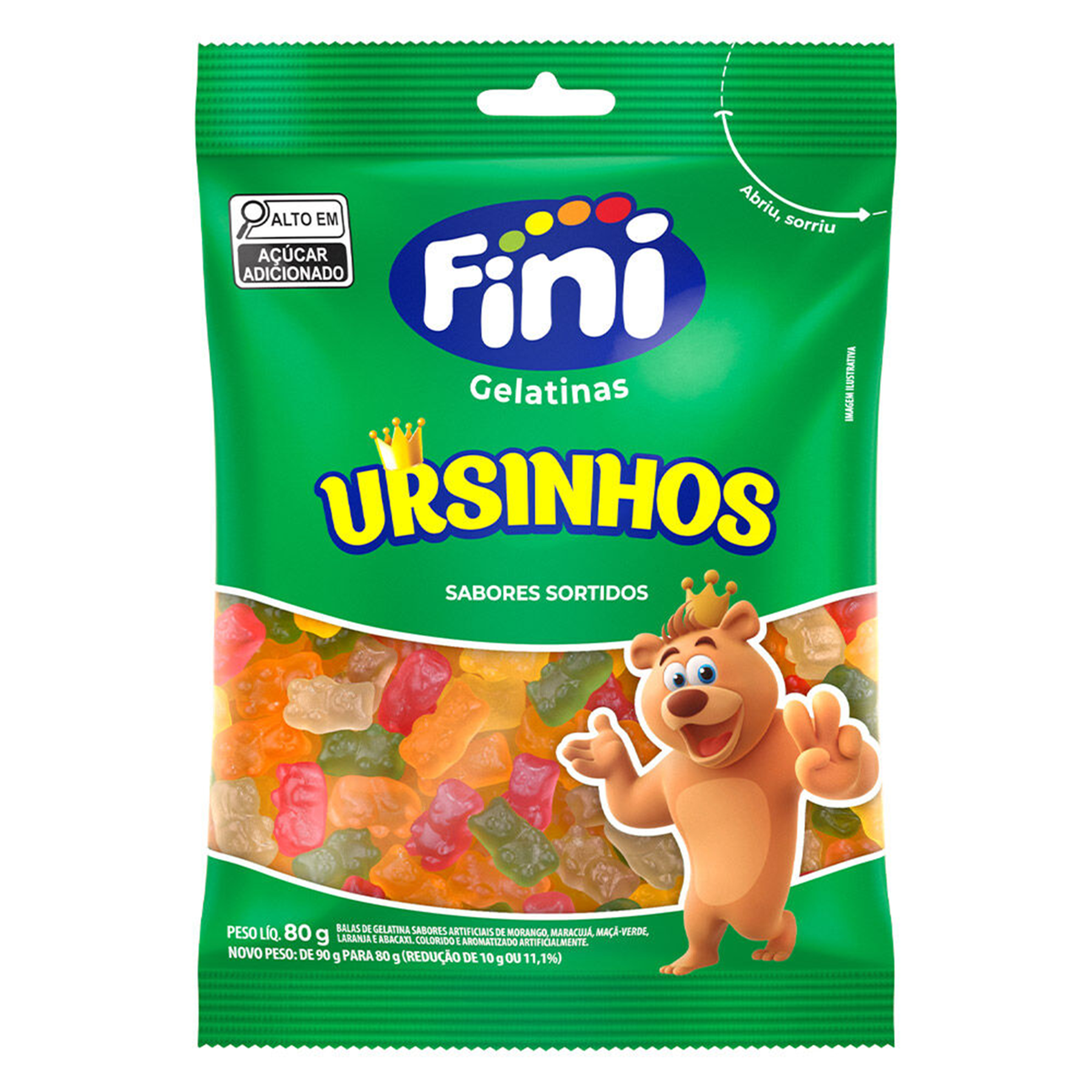 Bala de Gelatina Fini Ursinhos Pacote 80g&nbsp;