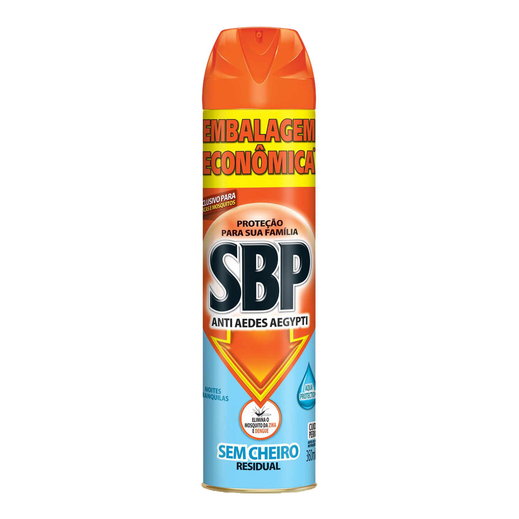 Inseticida Aerossol Anti Aedes Aegypti sem Cheiro Noites Tranquilas SBP Frasco 360ml - Embalagem Econ&ocirc;mica