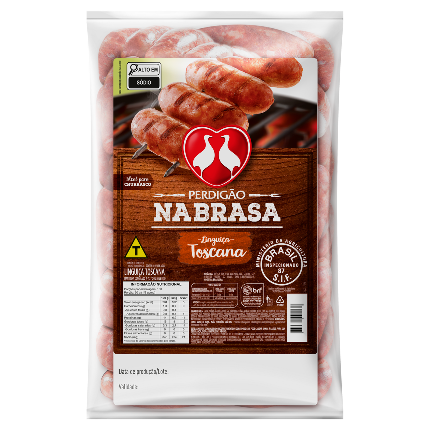 Lingui&ccedil;a Toscana Perdig&atilde;o Na Brasa Bandeja aprox. 451g