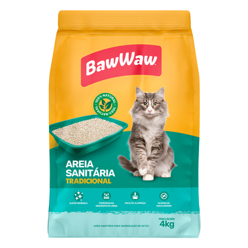 Areia Sanitária Tradicional para Gatos Baw Waw Pacote 4kg