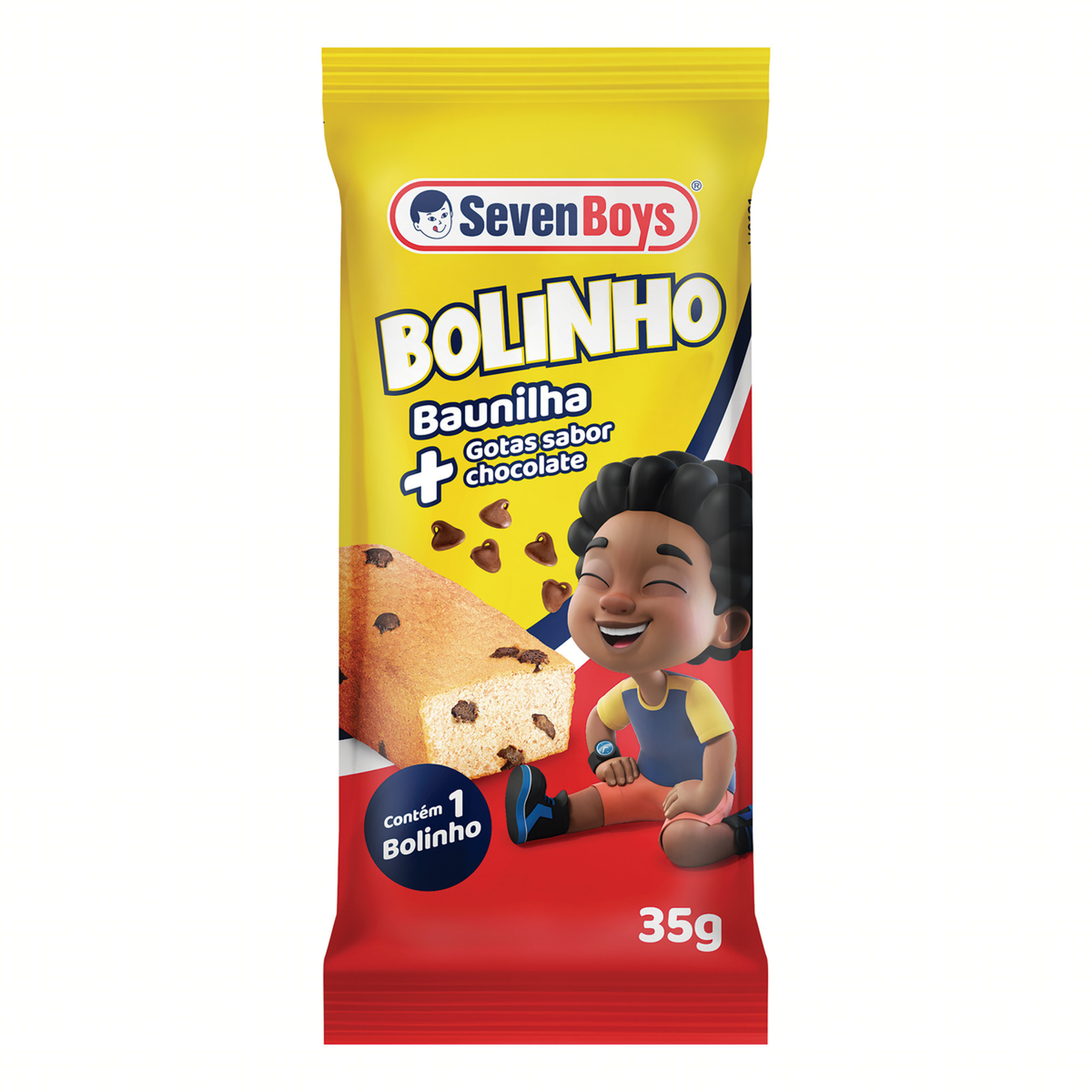 Bolinho Baunilha com Gotas de Chocolate Seven Boys Pacote 35g