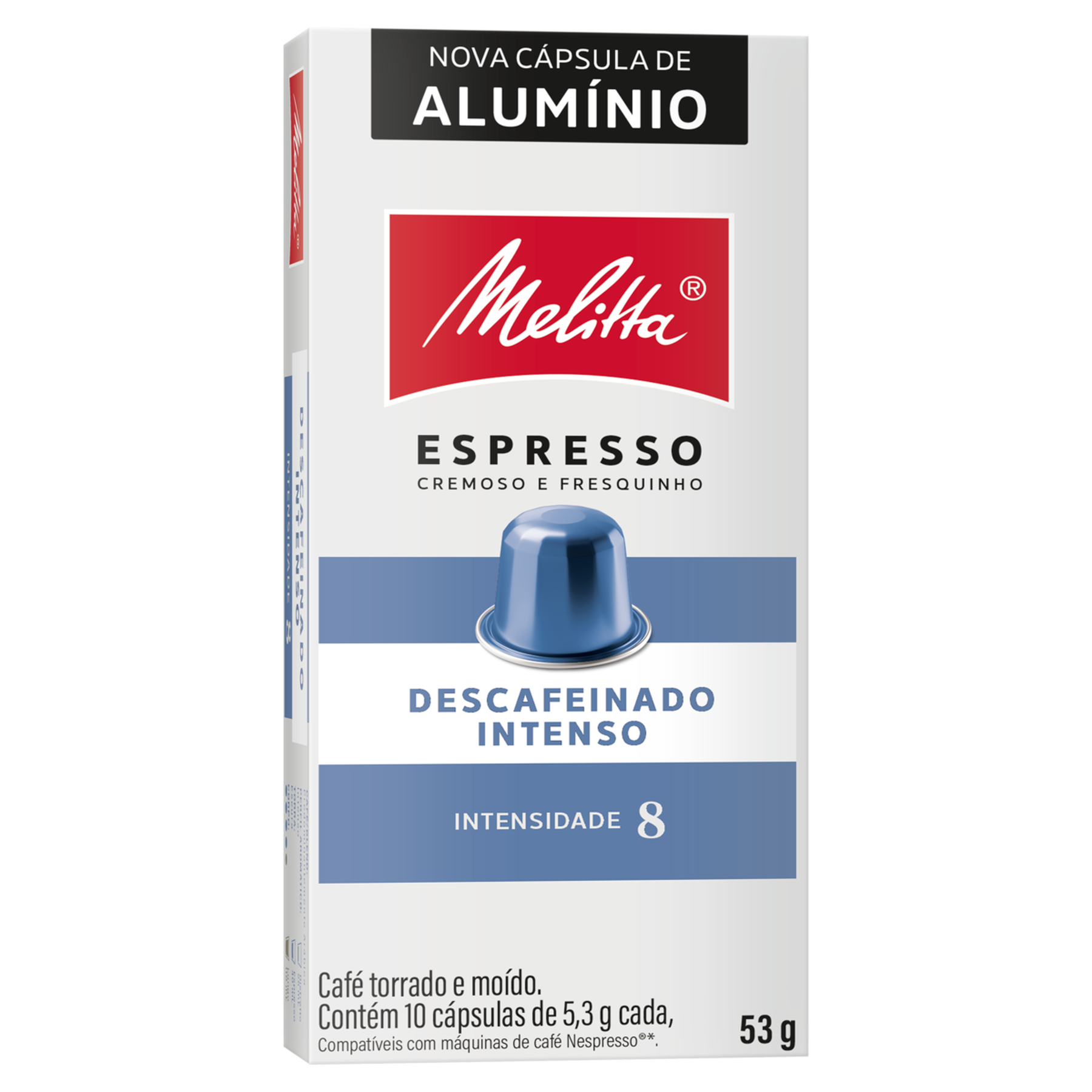 Caf&eacute; em C&aacute;psula Torrado e Mo&iacute;do Descafeinado Intenso Espresso Melitta Caixa 53g C/10 Unidades