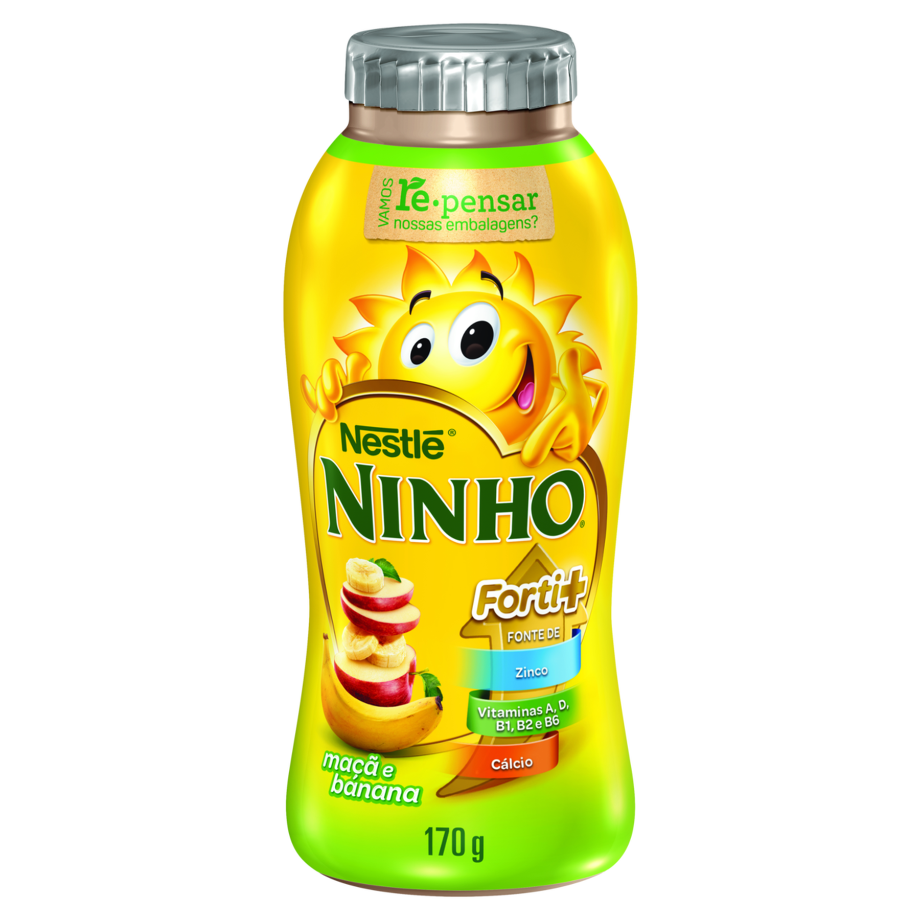 Iogurte Parcialmente Desnatado Maçã e Banana Nestlé Ninho Frasco 170g