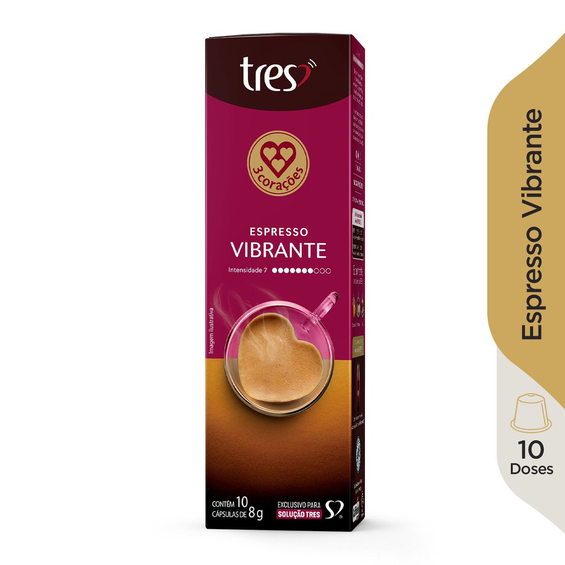 Café em Cápsula Torrado e Moído Espresso Vibrante Tres Caixa 80g 10 Unidades