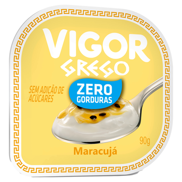 Iogurte Desnatado Grego Zero Maracujá Vigor Pote 90g