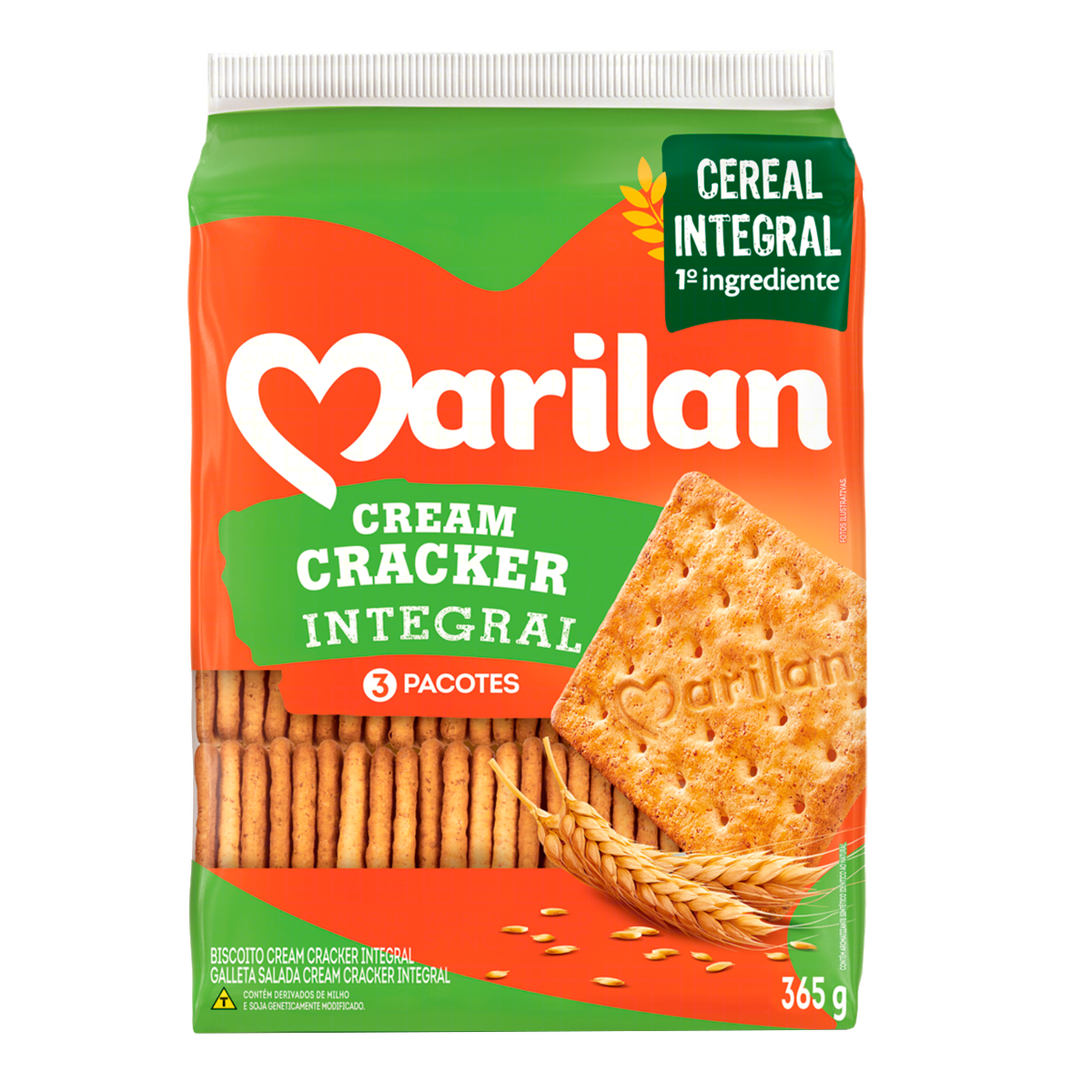 Biscoito Cream Cracker Integral Marilan Pacote 365g