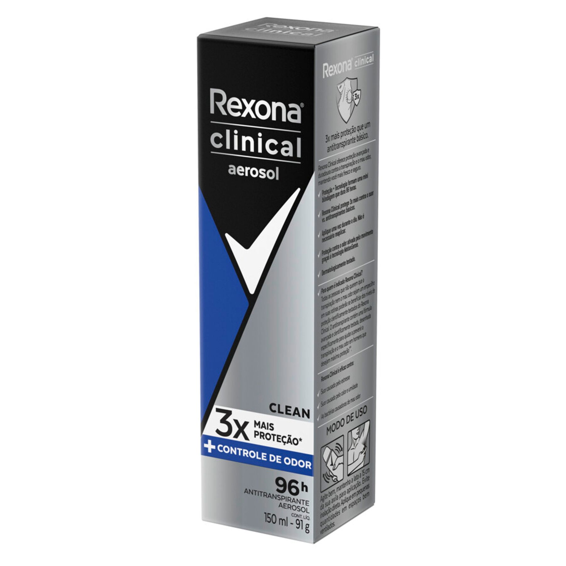 Antitranspirante Aerossol Clean Rexona Clinical Men 150ml