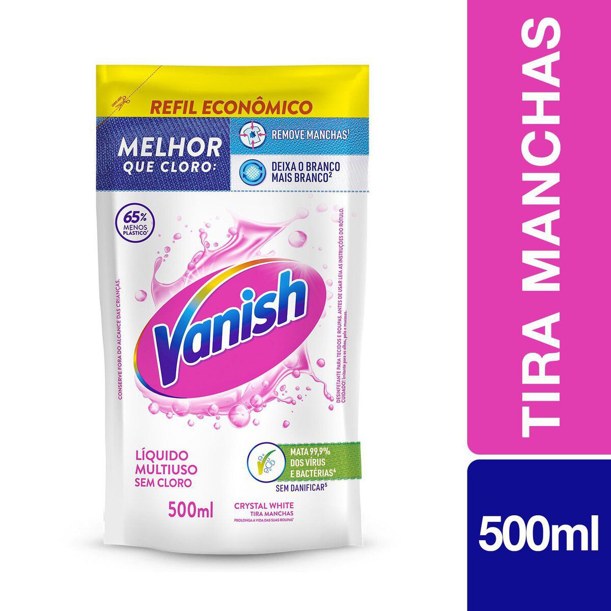 Tira-Manchas Gel Multiuso Vanish Crystal White Sach&ecirc; 500ml Refil