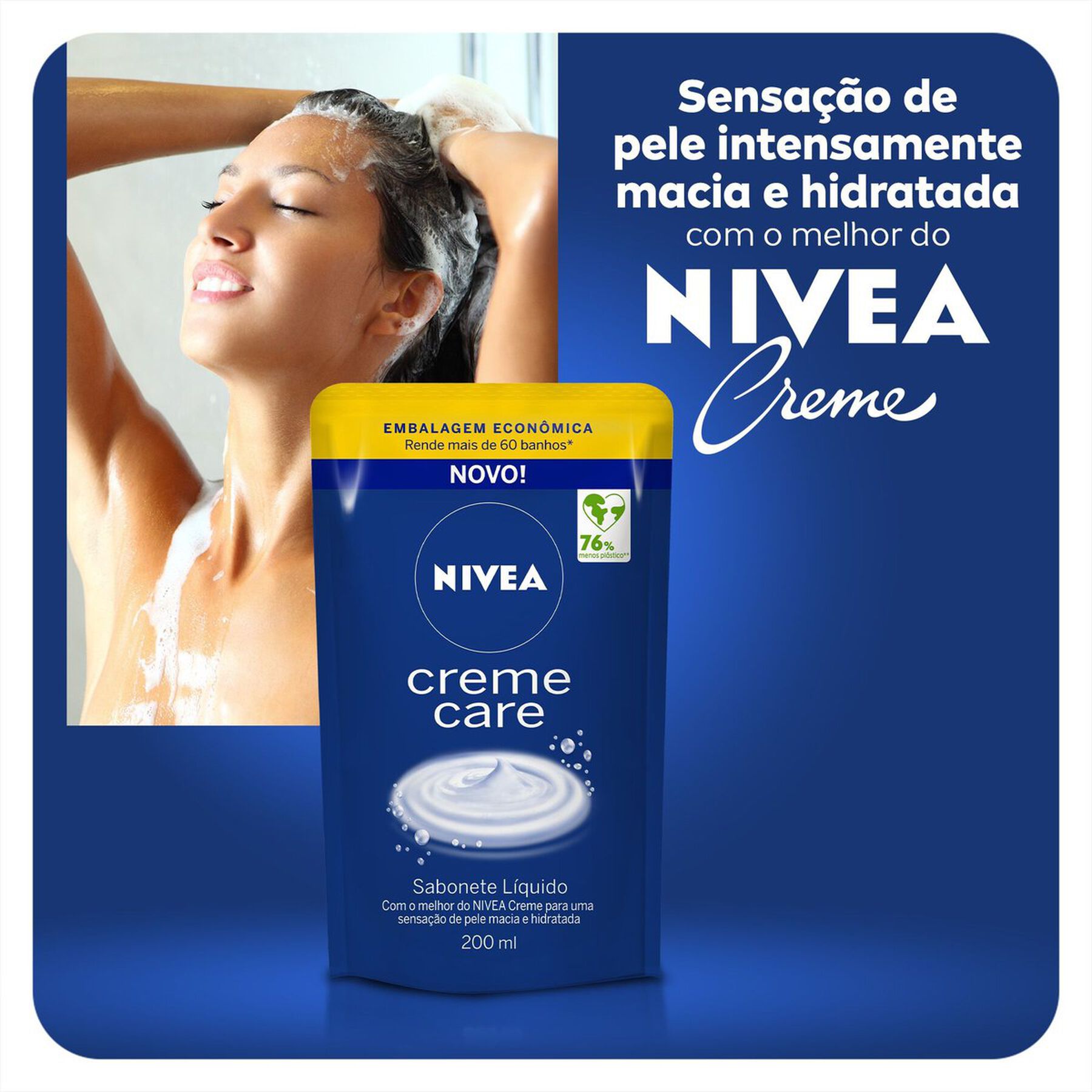 Sabonete Líquido Creme Care Nivea Sachê 200ml Refil - Embalagem Econômica