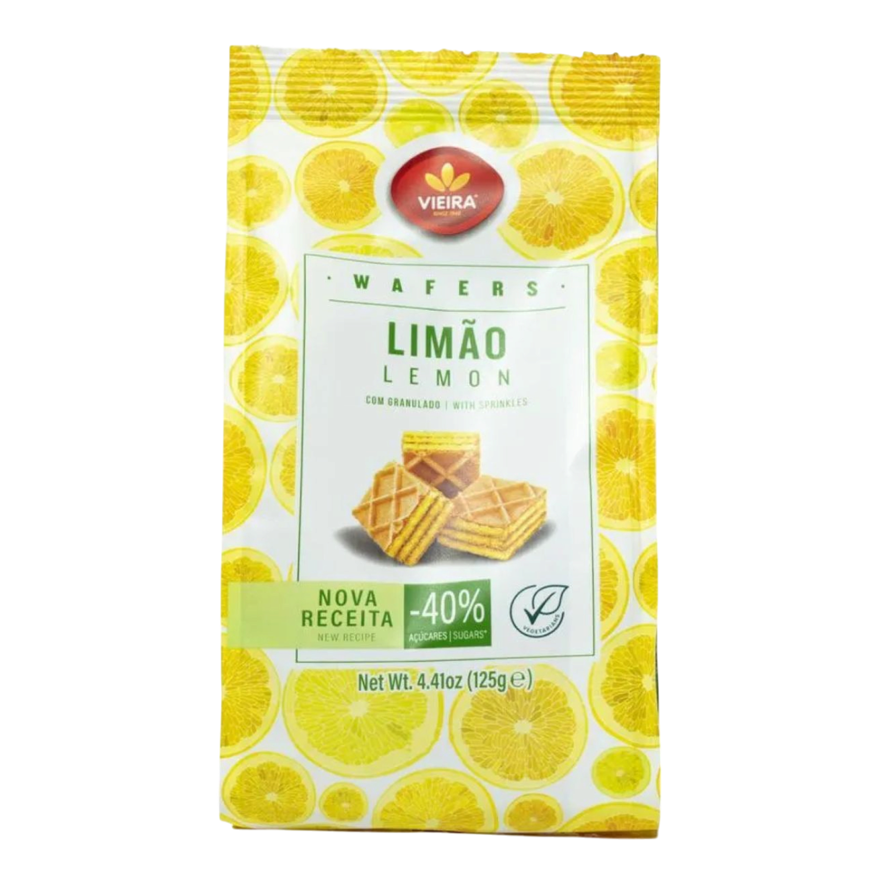 Biscoito Wafer Lim&atilde;o Vieira 125g