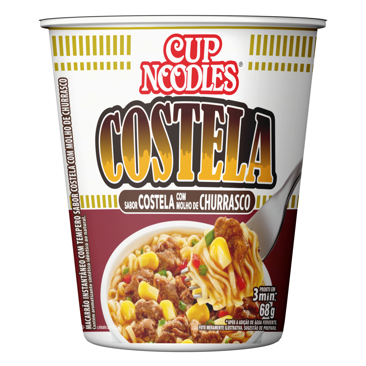Macarr&atilde;o Instant&acirc;neo Costela com Molho de Churrasco Nissin Cup Noodles Copo 68g