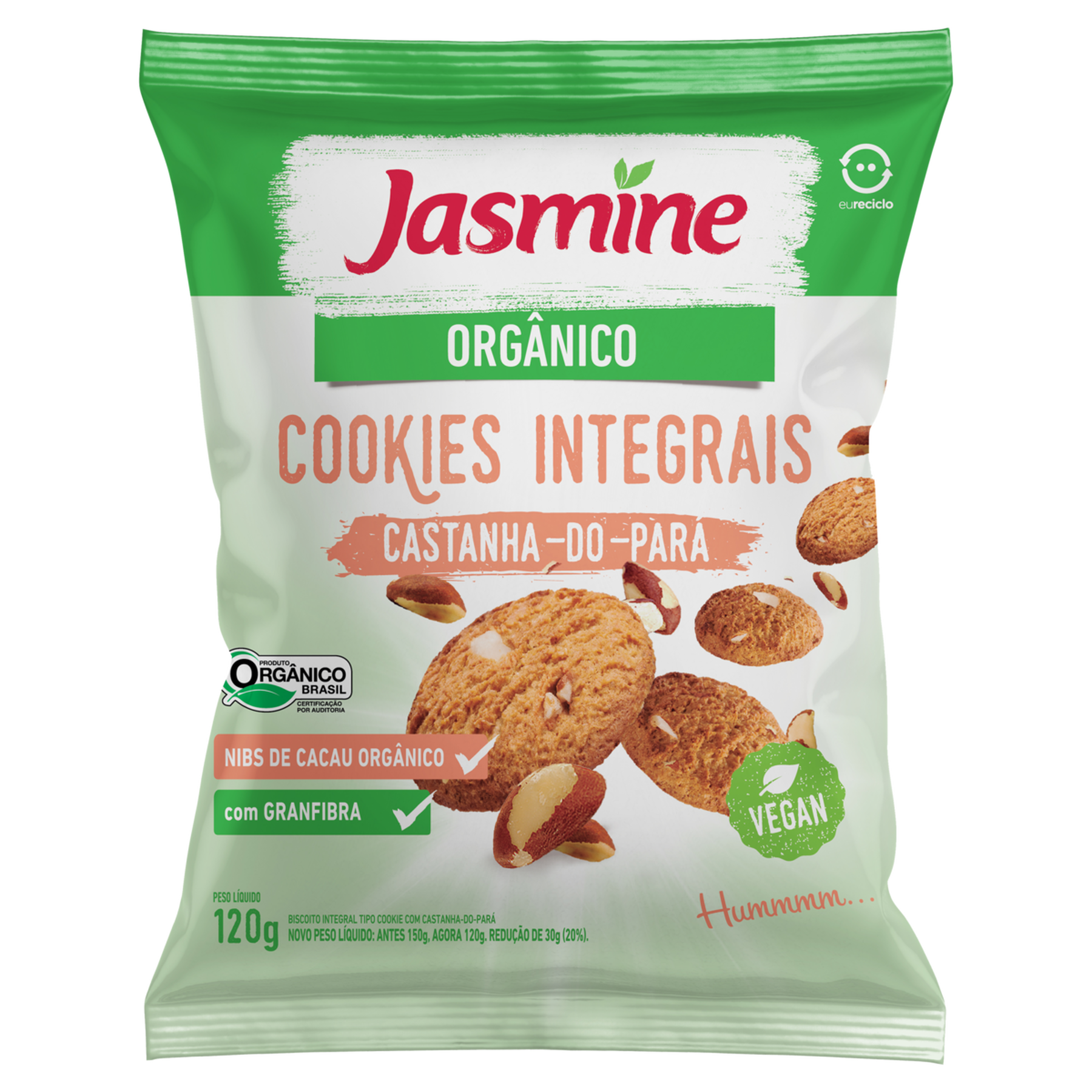 Biscoito Cookie Integral Castanha-do-Pará Orgânico Jasmine Pacote 120g