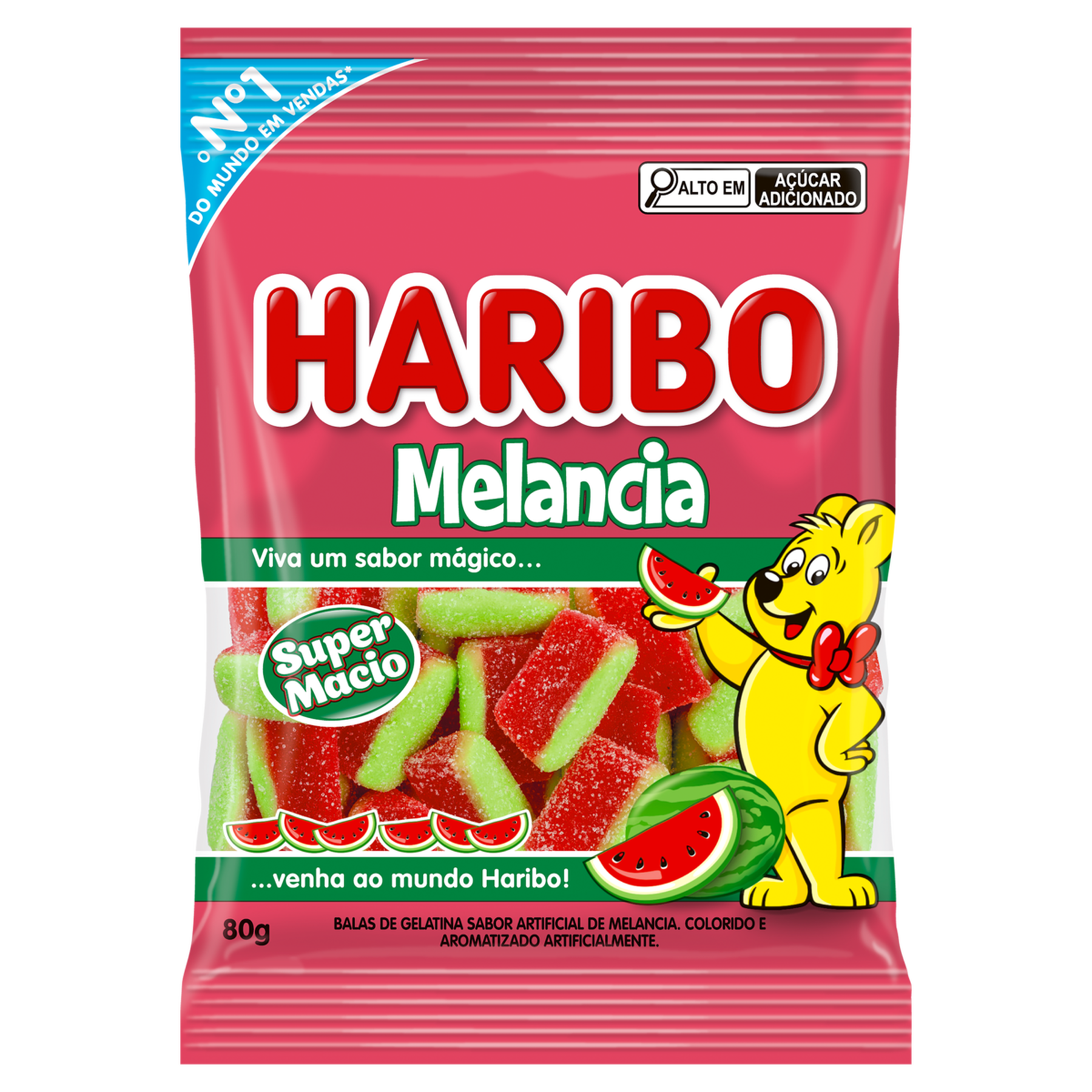Bala de Gelatina Melancia Haribo Pacote 80g