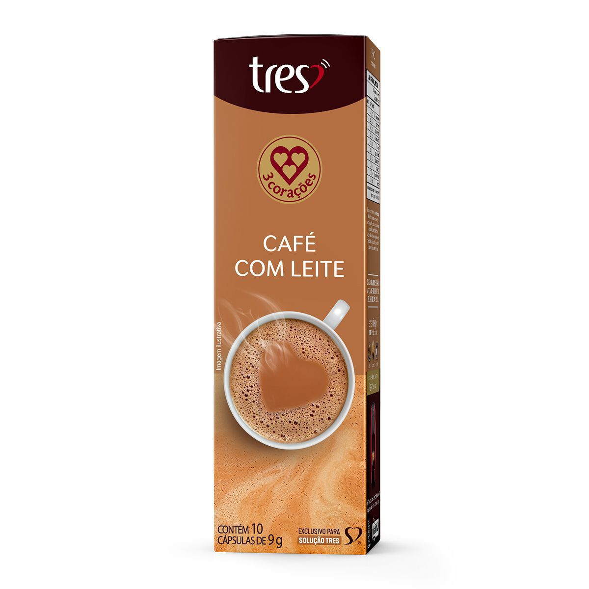 Caf&eacute; com Leite em C&aacute;psula Tres Caixa 90g 10 Unidades&nbsp;