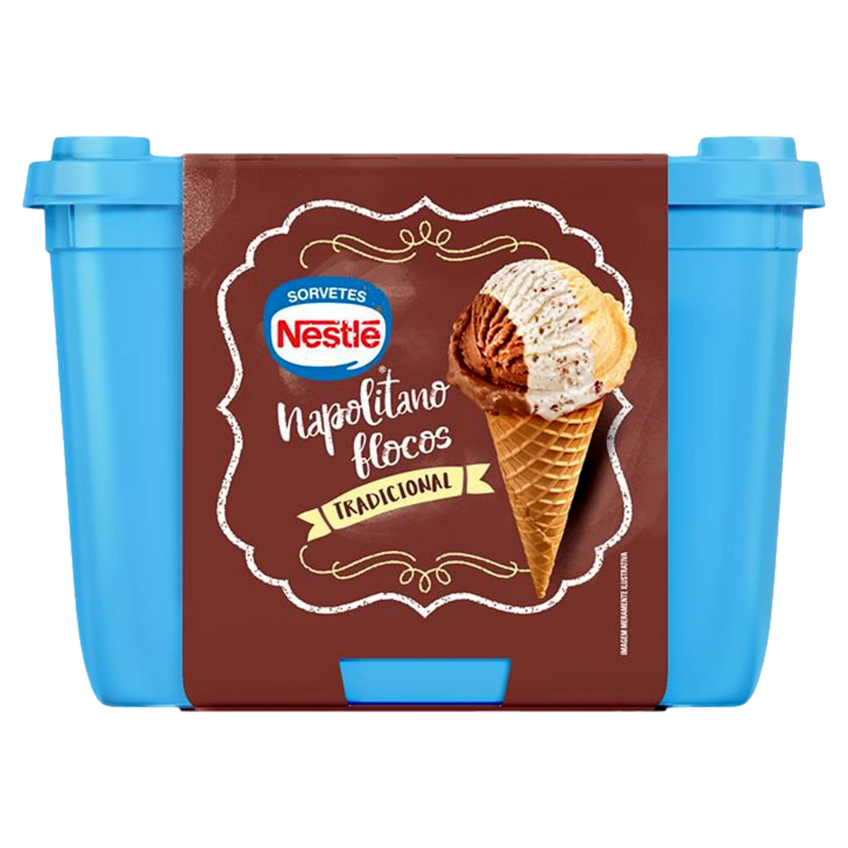Sorvete Napolitano Flocos Tradicional Nestl&eacute; Pote 1,5l