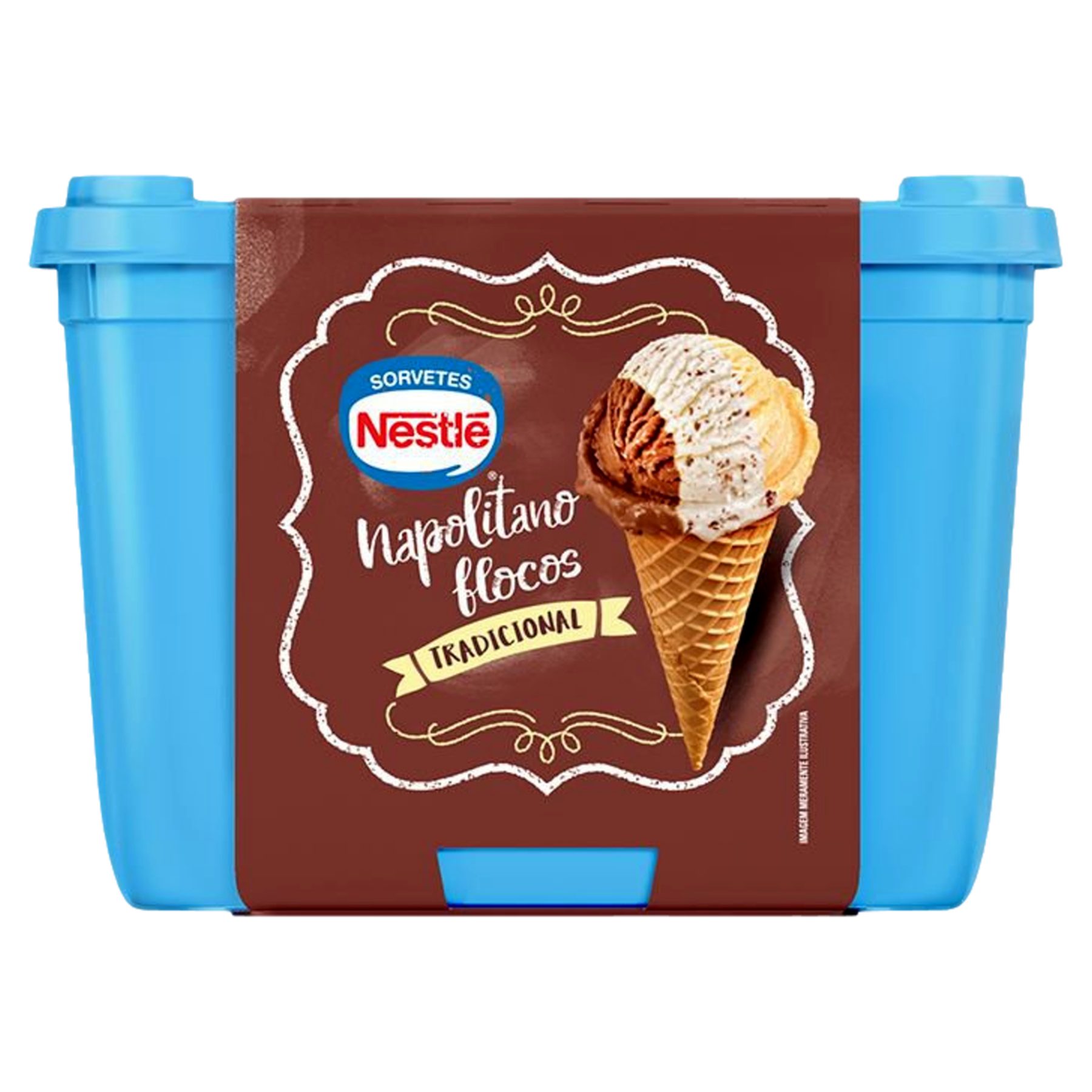 Sorvete Napolitano Flocos Tradicional Nestlé Pote 1,5l