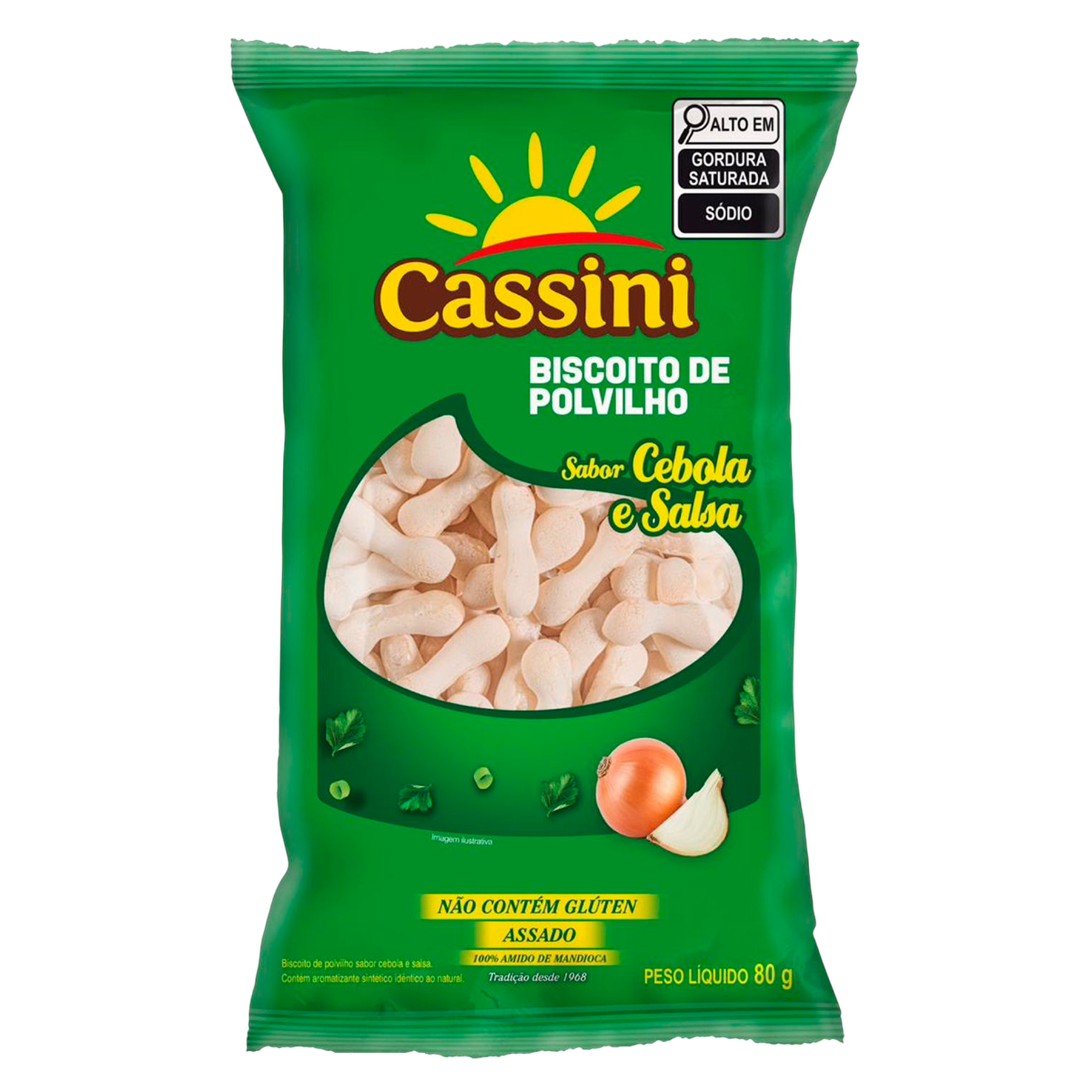 Biscoito de Polvilho Salgado Cebola e Salsa Cassini Pacote 80g