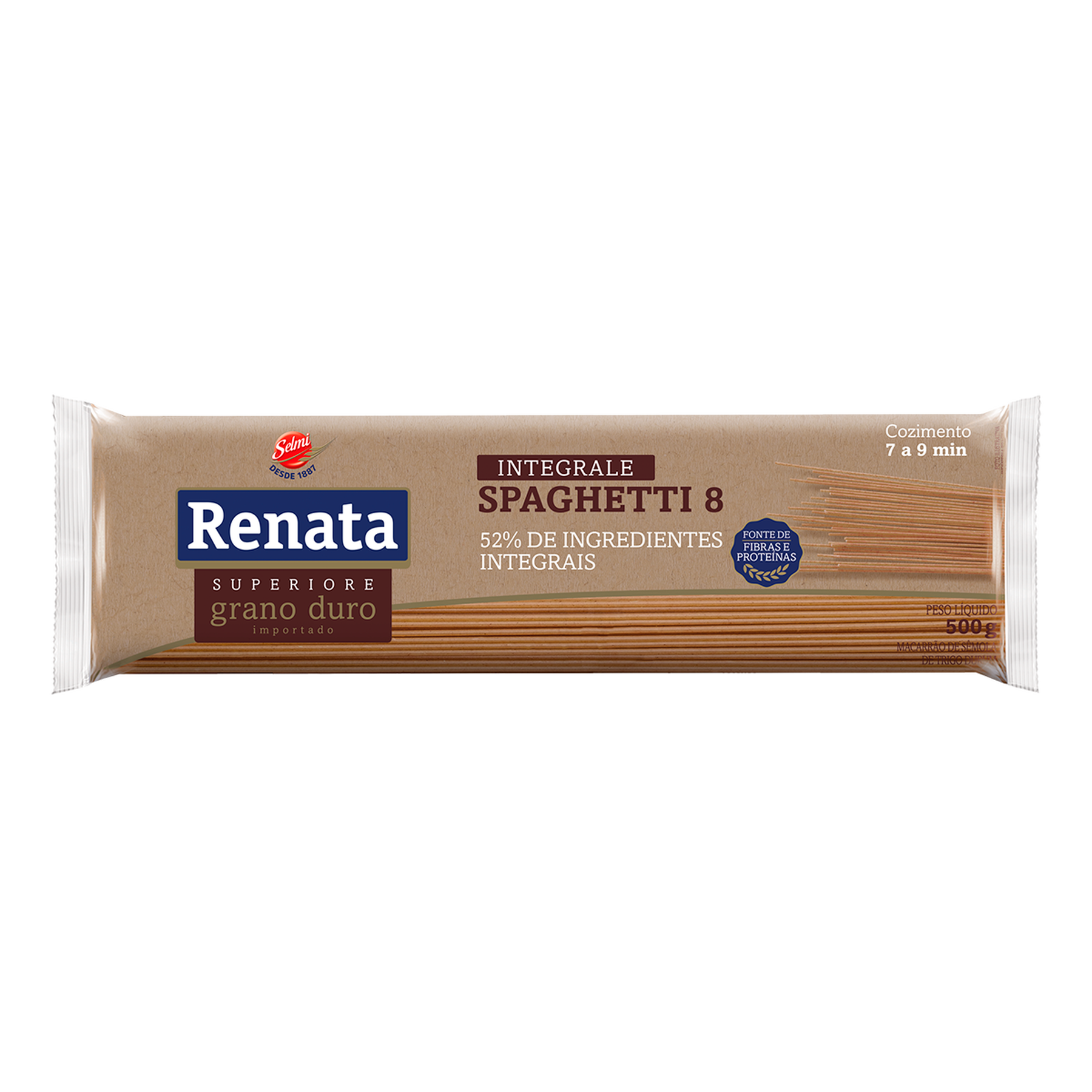 Macarr&atilde;o de S&ecirc;mola de Trigo Grano Duro Integral Espaguete 8 Renata Superiore Pacote 500g&nbsp;