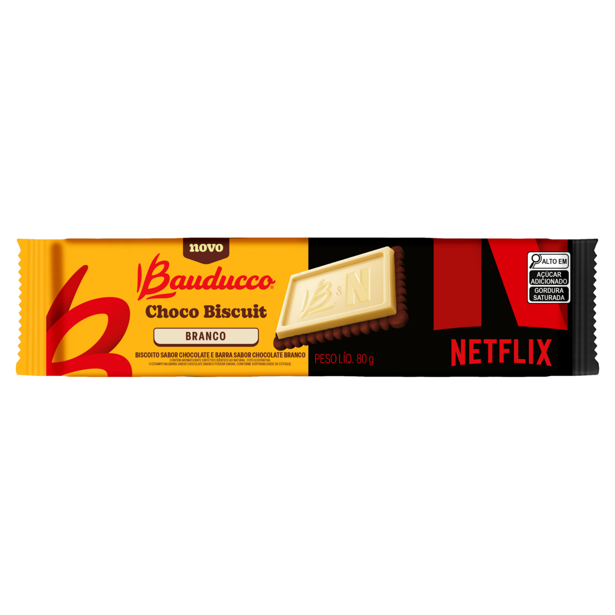 Biscoito Choco Biscuit Branco Bauducco Pacote 80g Netflix
