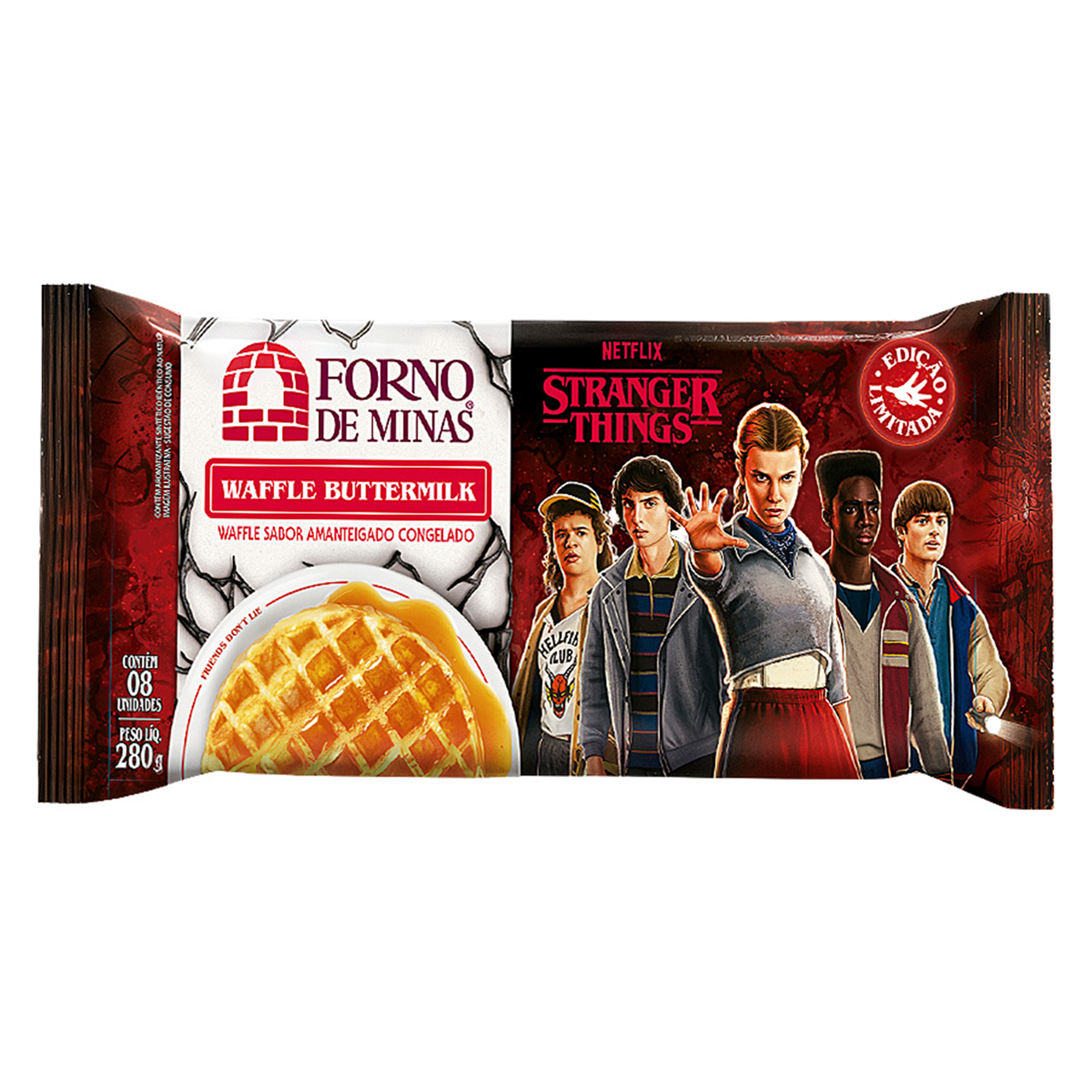 Waffle Amanteigado Stranger Things Forno de Minas Pacote 280g C/8 Unidades