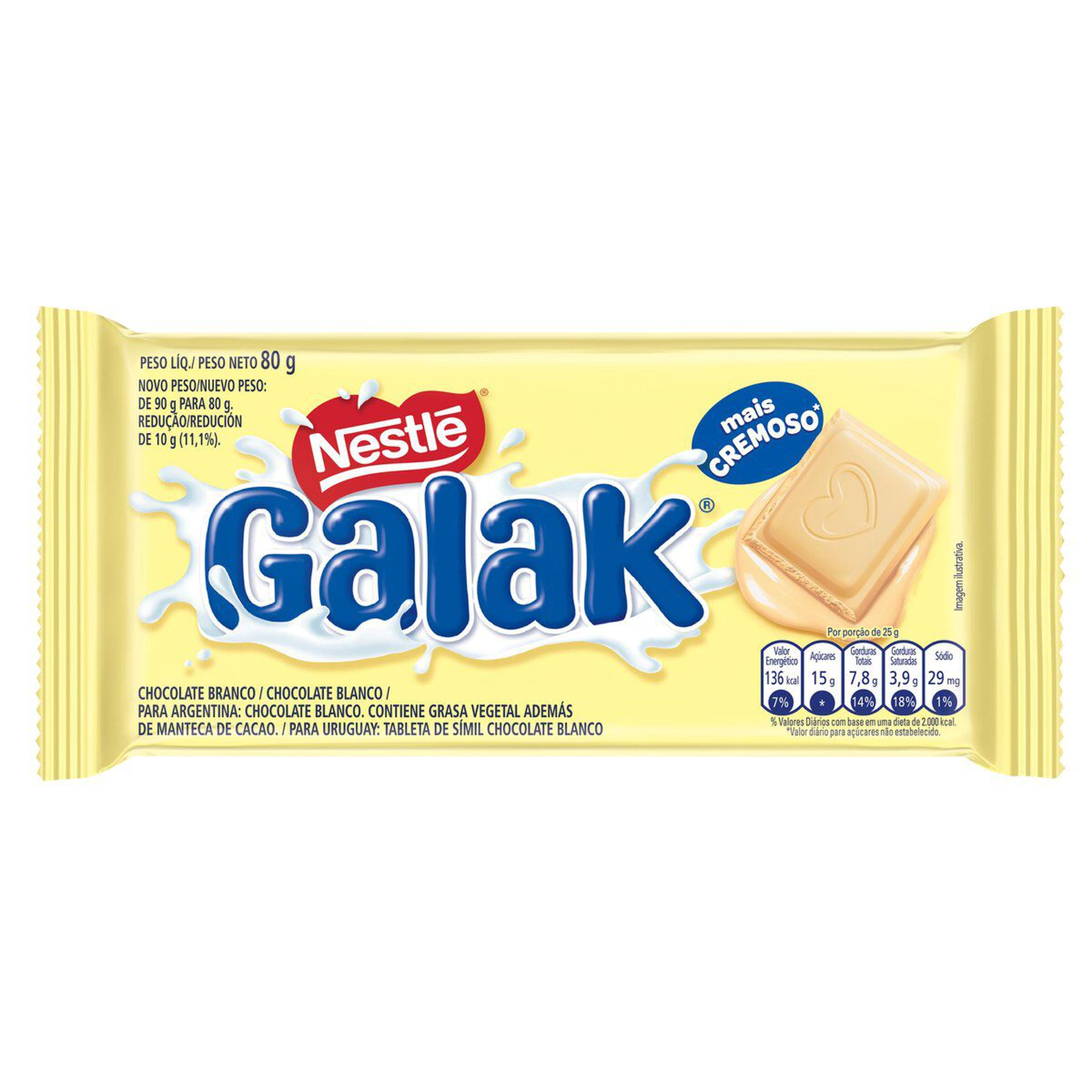 Chocolate Branco Galak Nestl&eacute; Pacote 80g