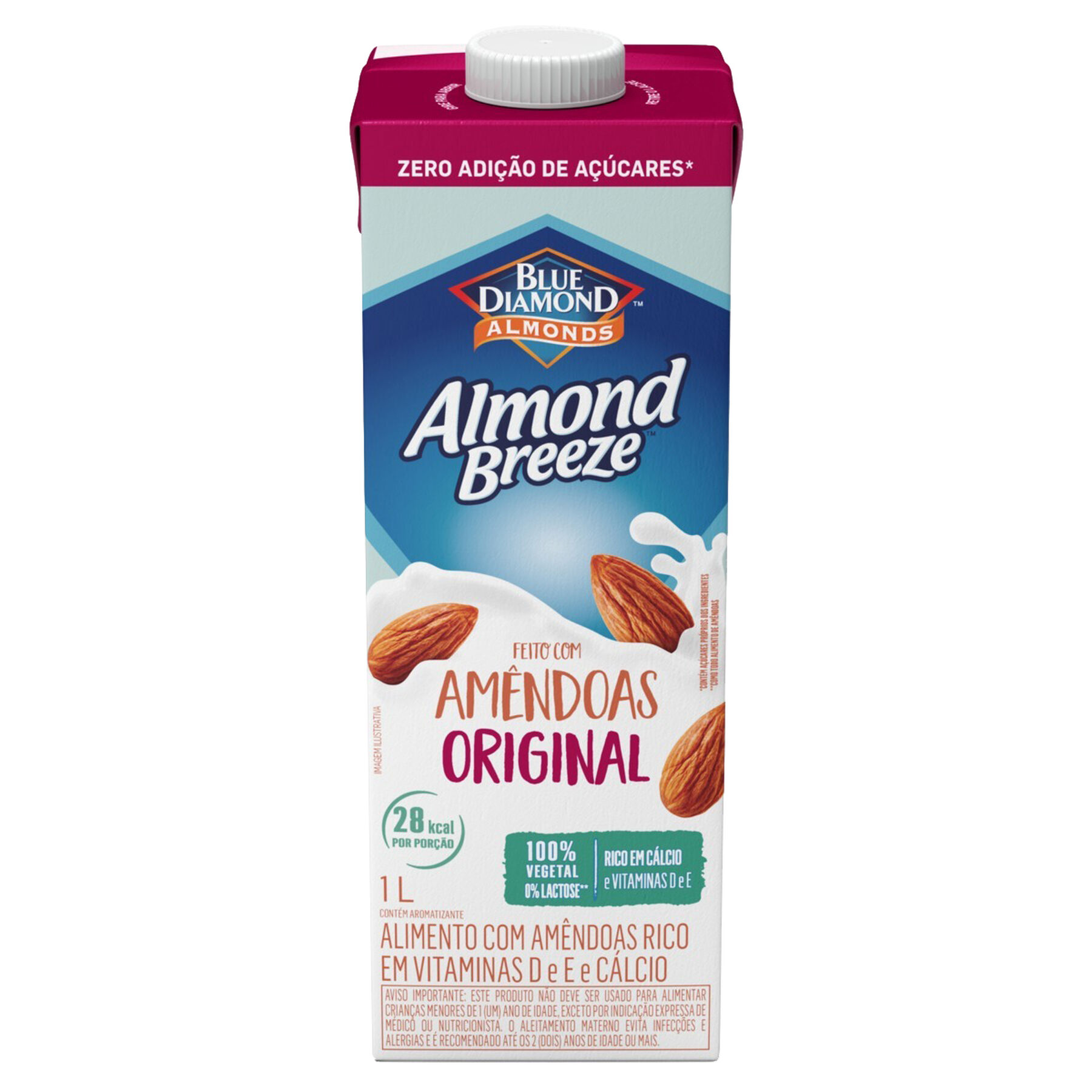Bebida &agrave; Base de Am&ecirc;ndoa Original Zero A&ccedil;&uacute;car Blue Diamond Almond Breeze Caixa 1l&nbsp;