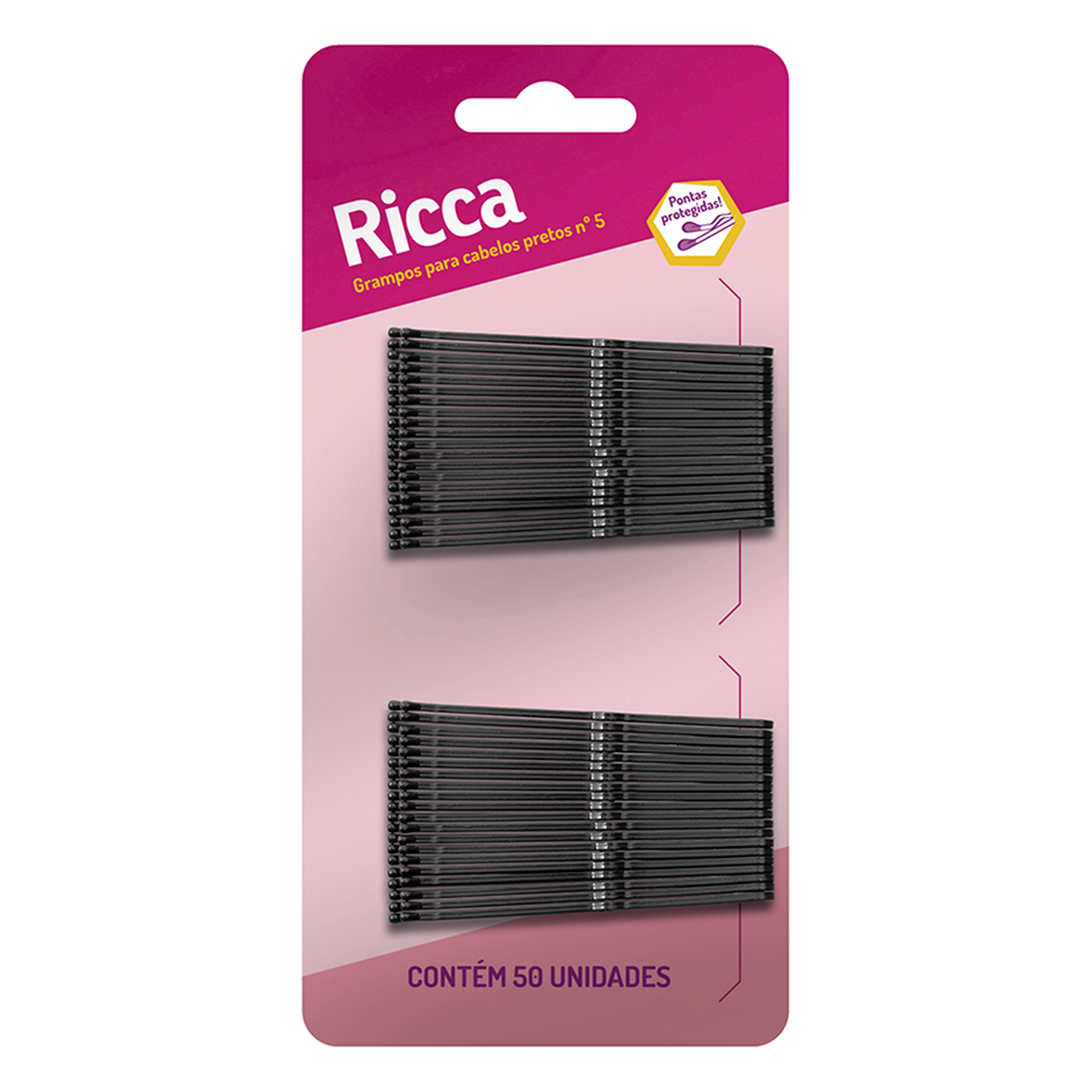 Grampo para Cabelo Preto Ricca N°5 Ref. 340